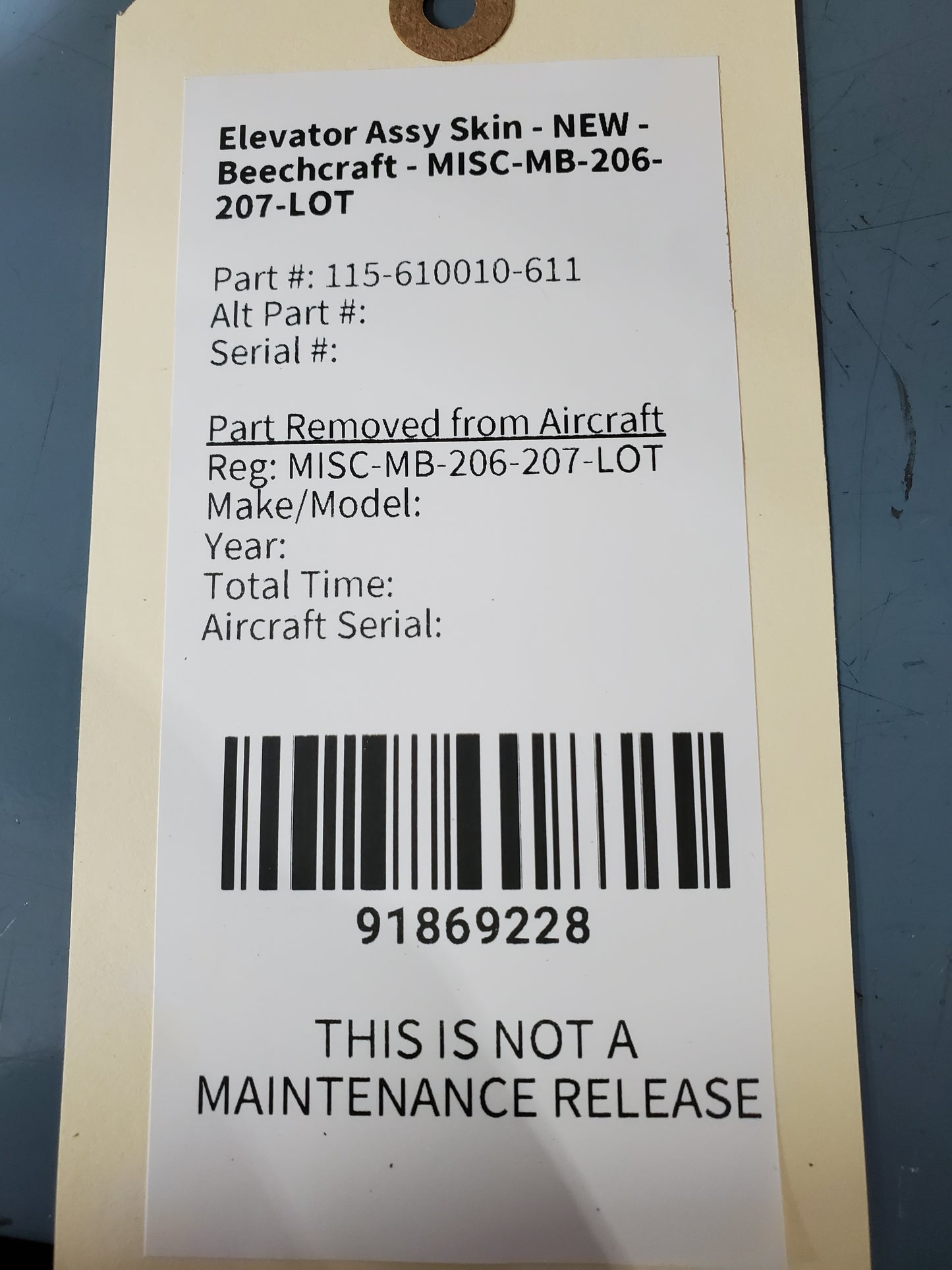 Elevator Assy Skin - NEW - Beechcraft - MISC-MB-206-207-LOT