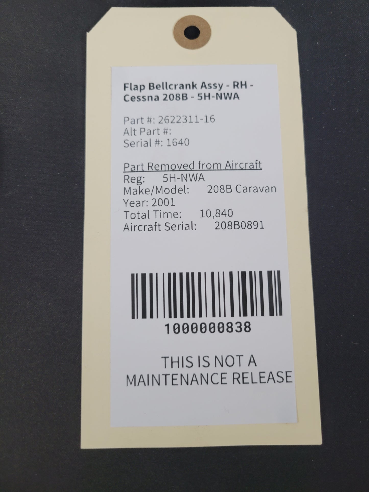 Flap Bellcrank Assy - RH - Cessna 208B - 5H-NWA