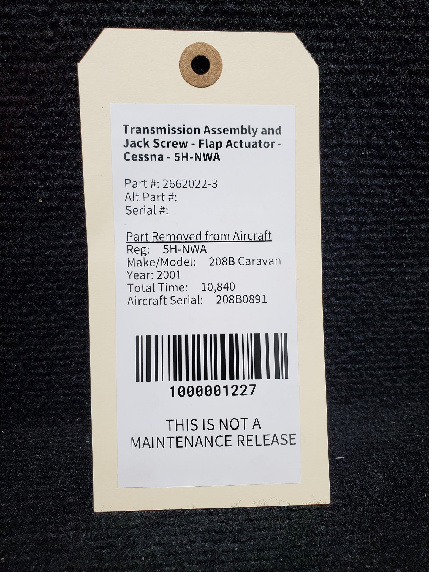 Transmission Assembly and Jack Screw - Flap Actuator - Cessna - 5H-NWA