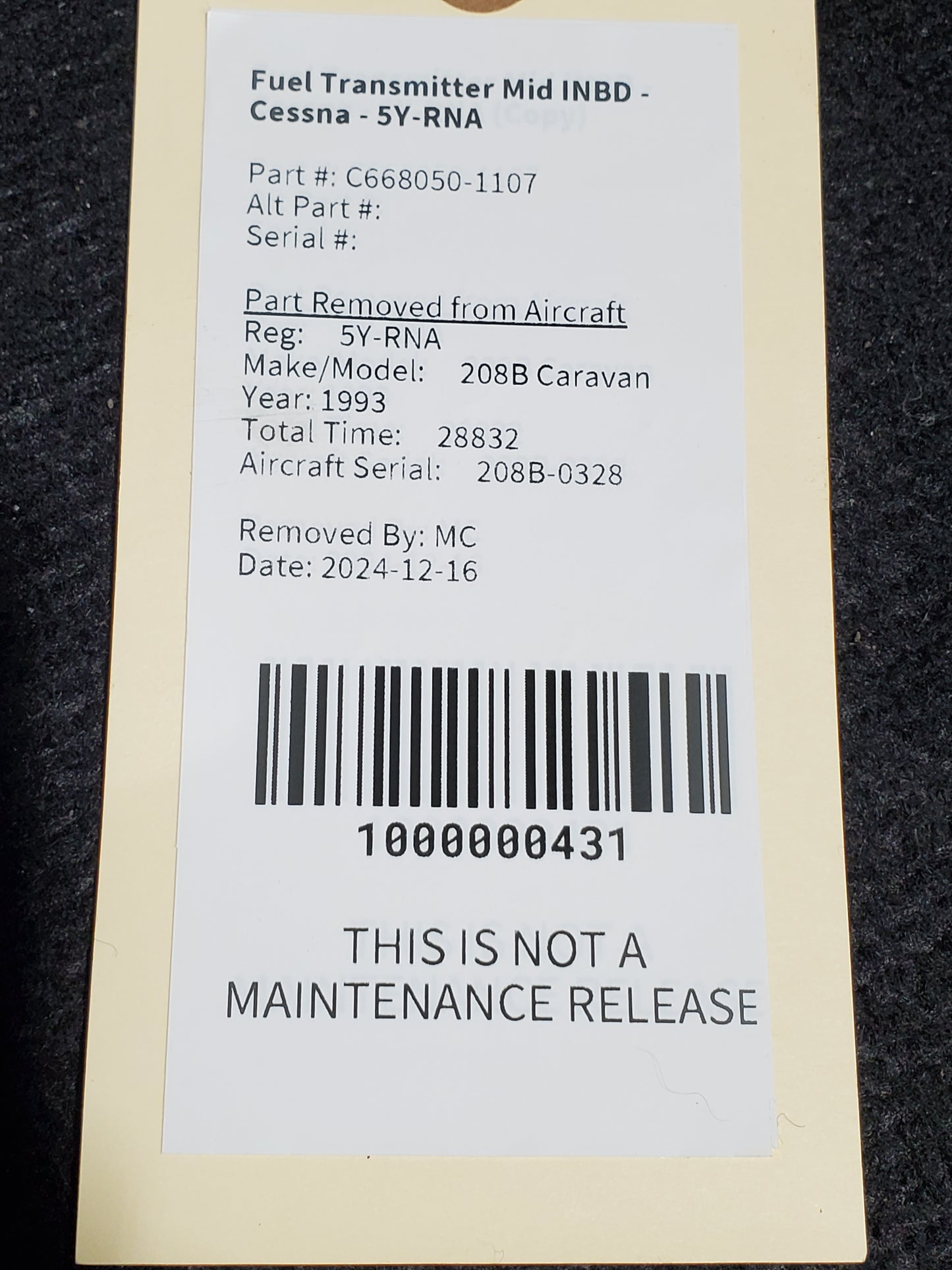 Fuel Transmitter Mid INBD - Cessna - 5Y-RNA
