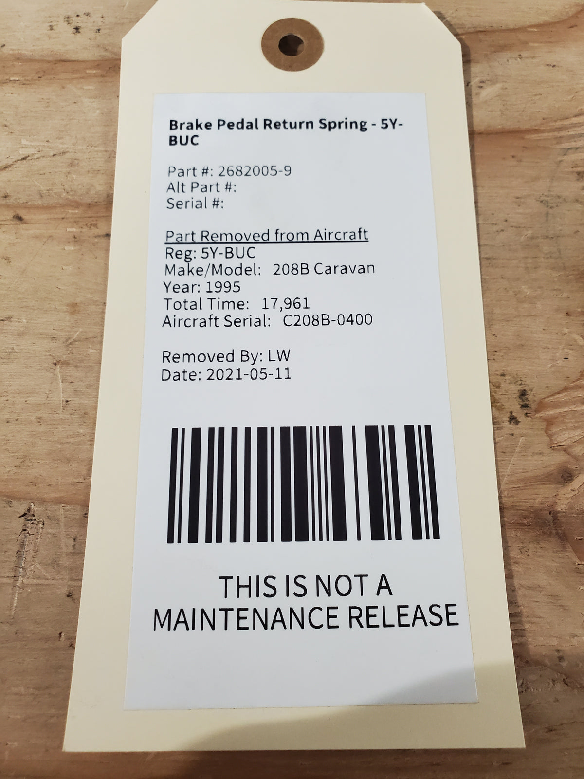 Brake Pedal Return Spring - Cessna - 5Y-BUC