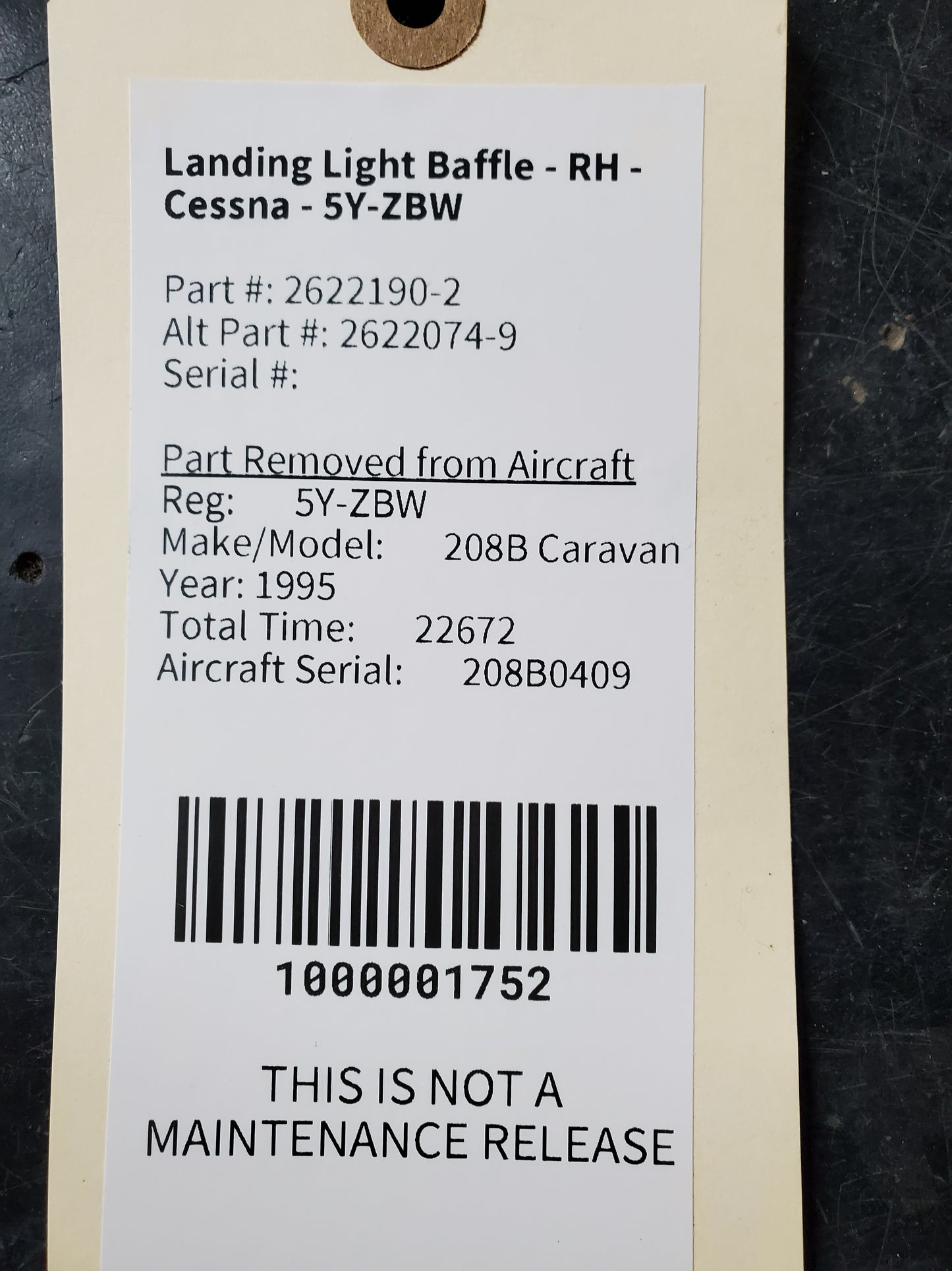 Landing Light Baffle - RH - Cessna - 5Y-ZBW