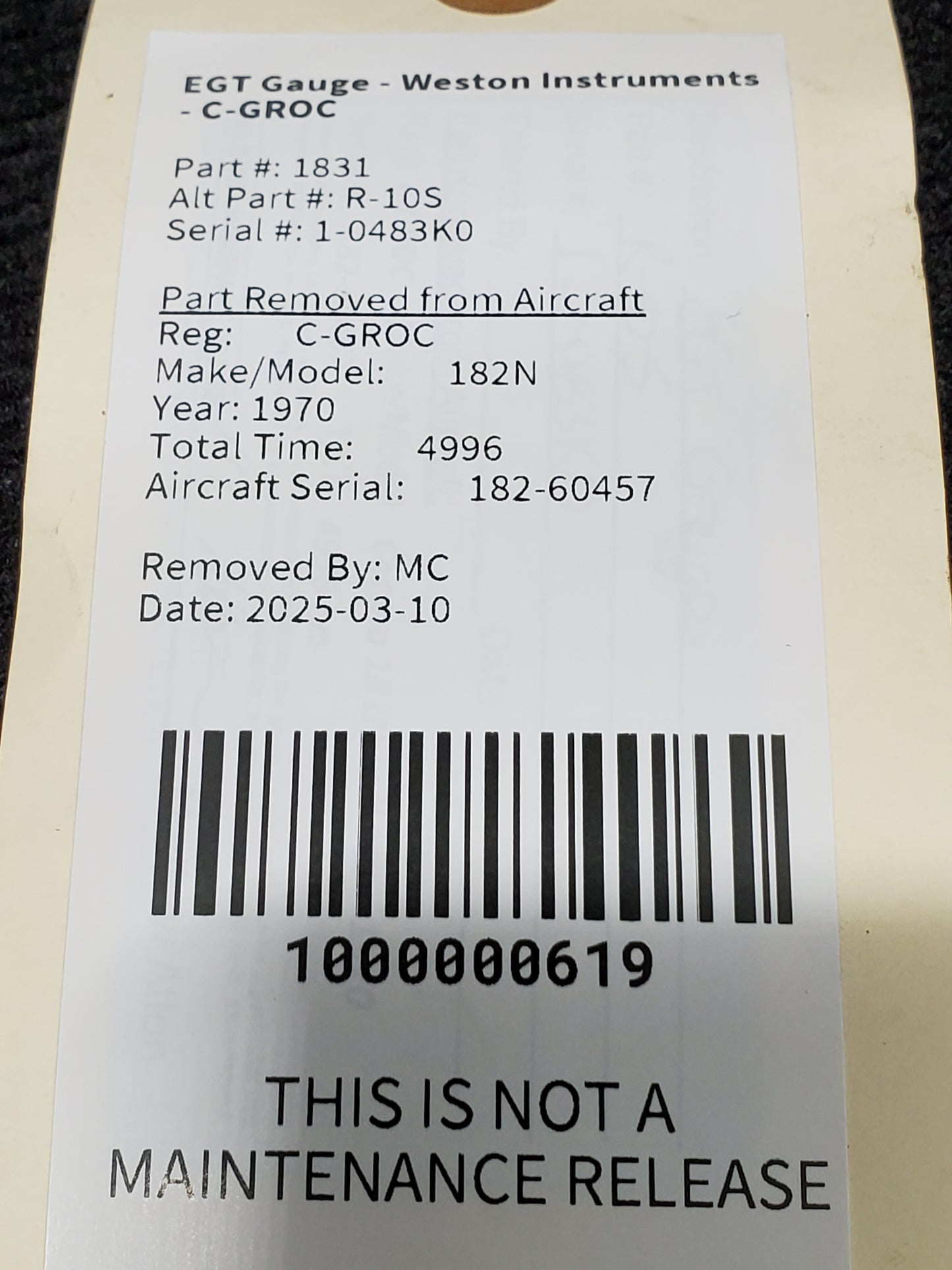 EGT Gauge - Weston Instruments - C-GROC