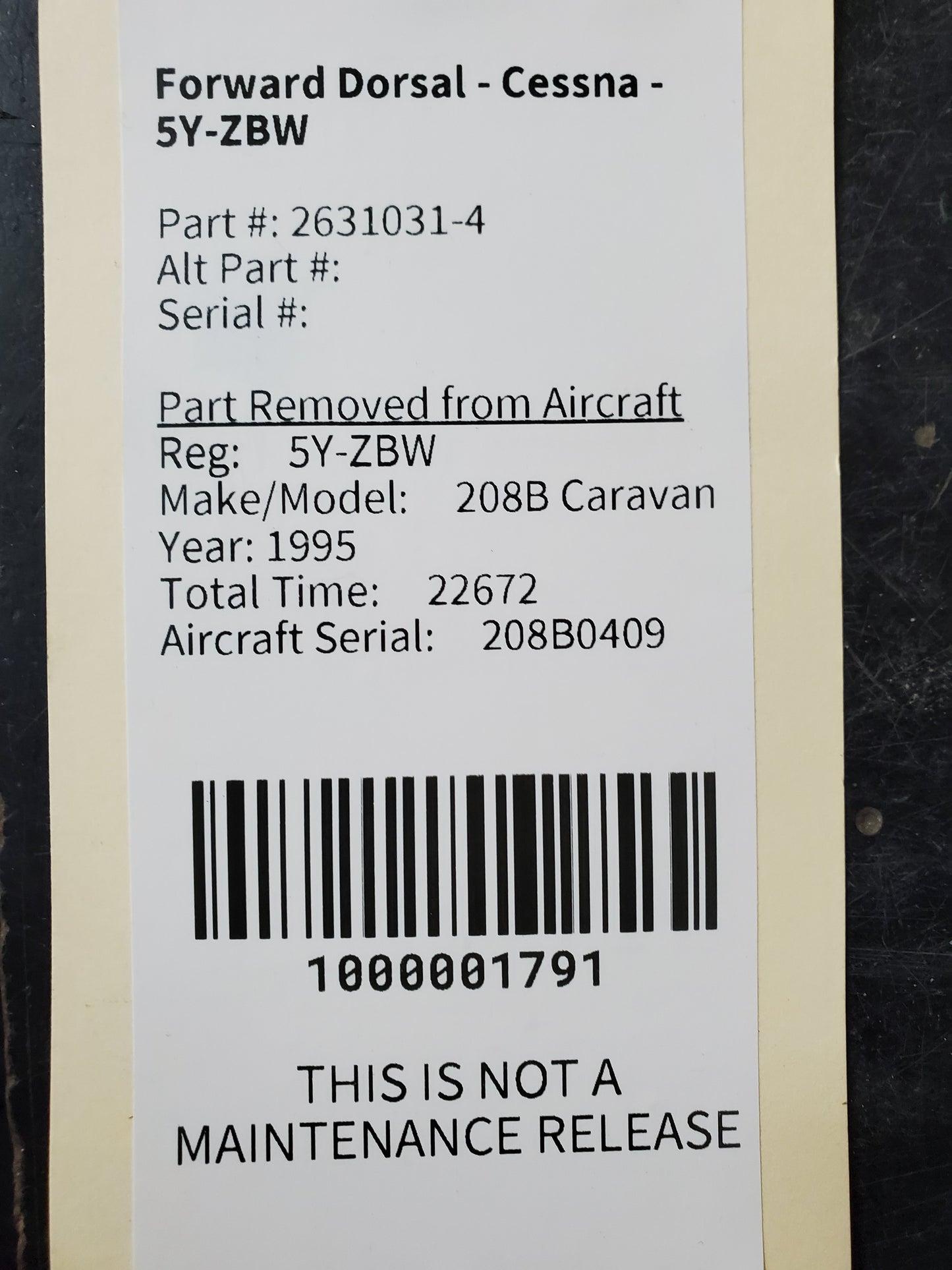 Forward Dorsal - Cessna - 5Y-ZBW