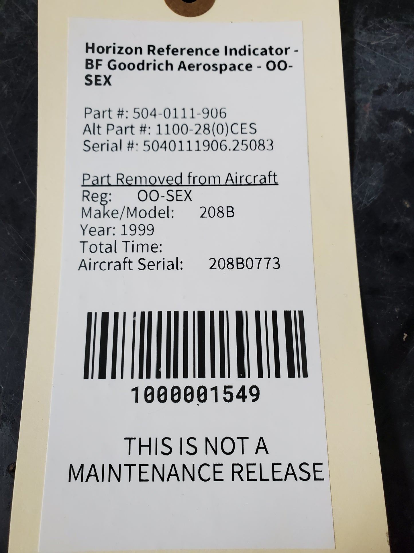 Horizon Reference Indicator - BF Goodrich Aerospace - OO-SEX