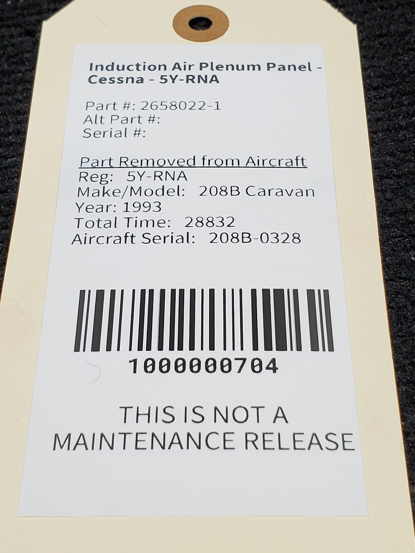 Induction Air Plenum Panel - Cessna - 5Y-RNA