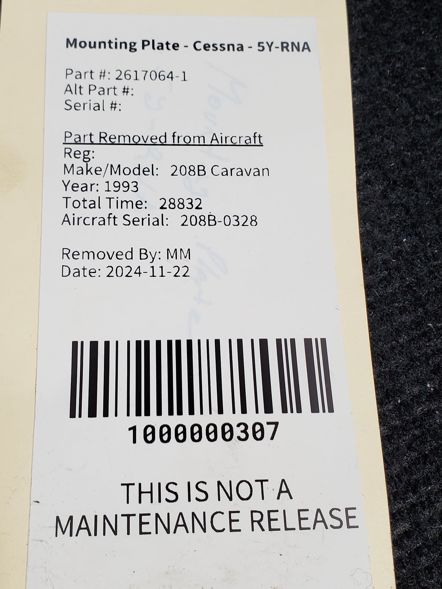 Mounting Plate - Cessna - 5Y-RNA