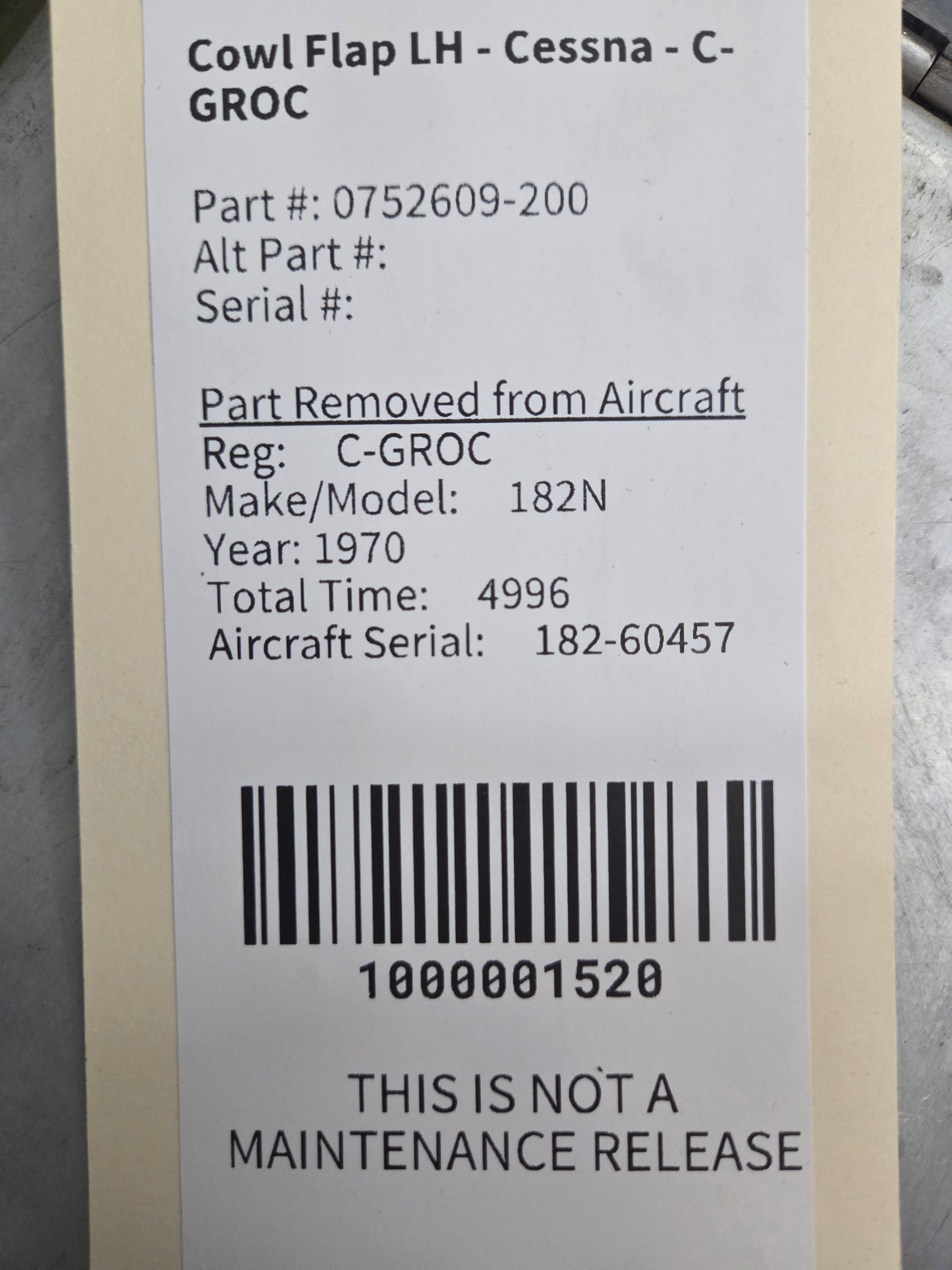 Cowl Flap LH - Cessna - C-GROC