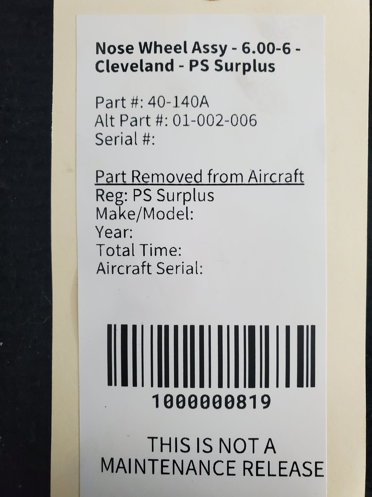 Nose Wheel Assy - 6.00-6 - Cleveland - PS Surplus