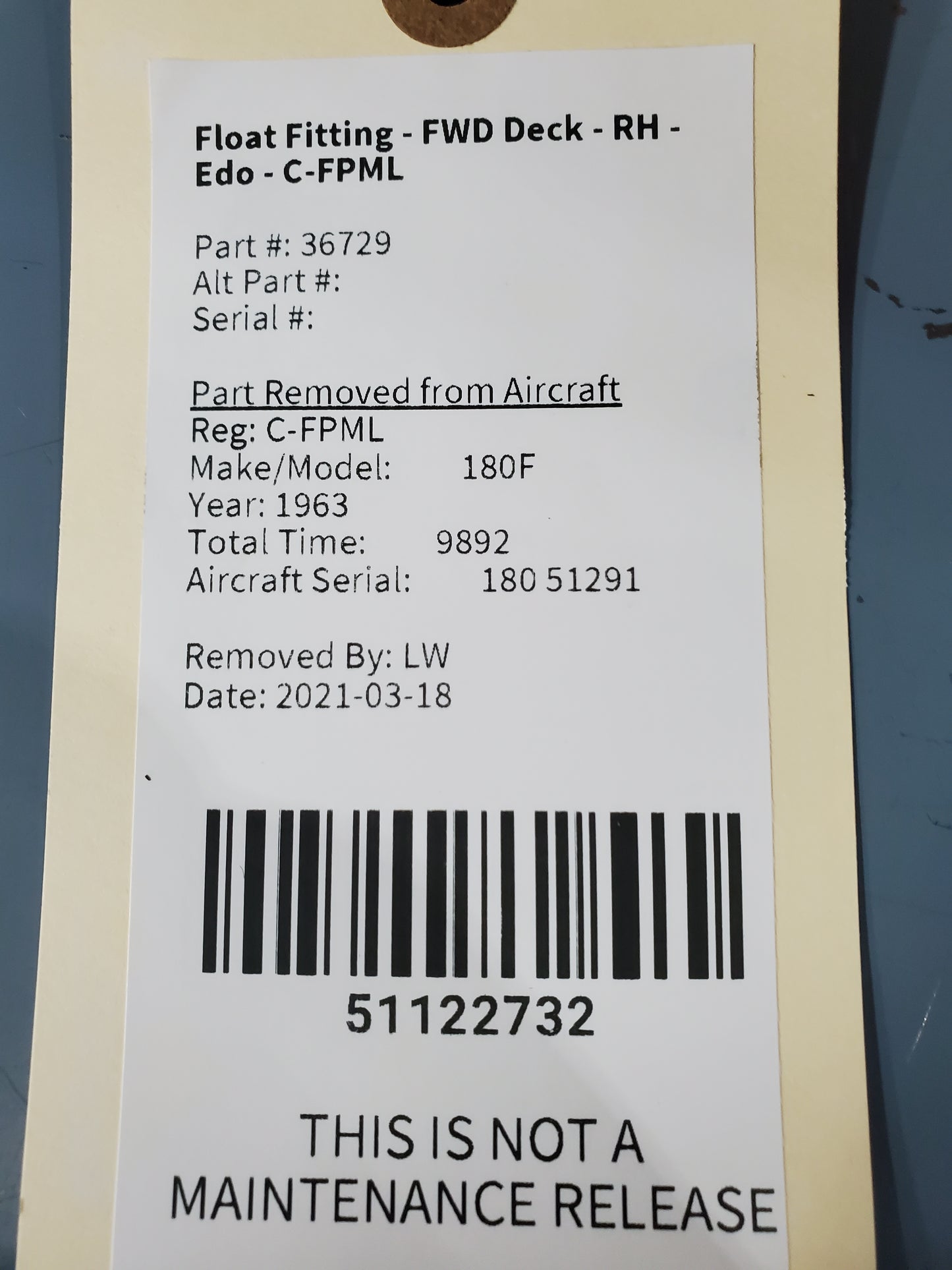 Float Fitting - FWD Deck RH - Edo - C-FPML