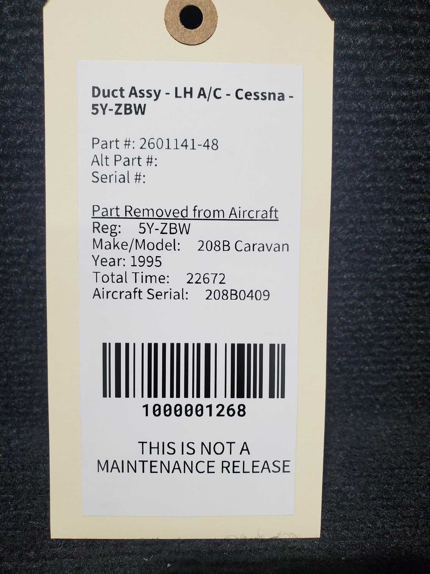 Duct Assy LH Aft - A/C - Cessna - 5Y-ZBW