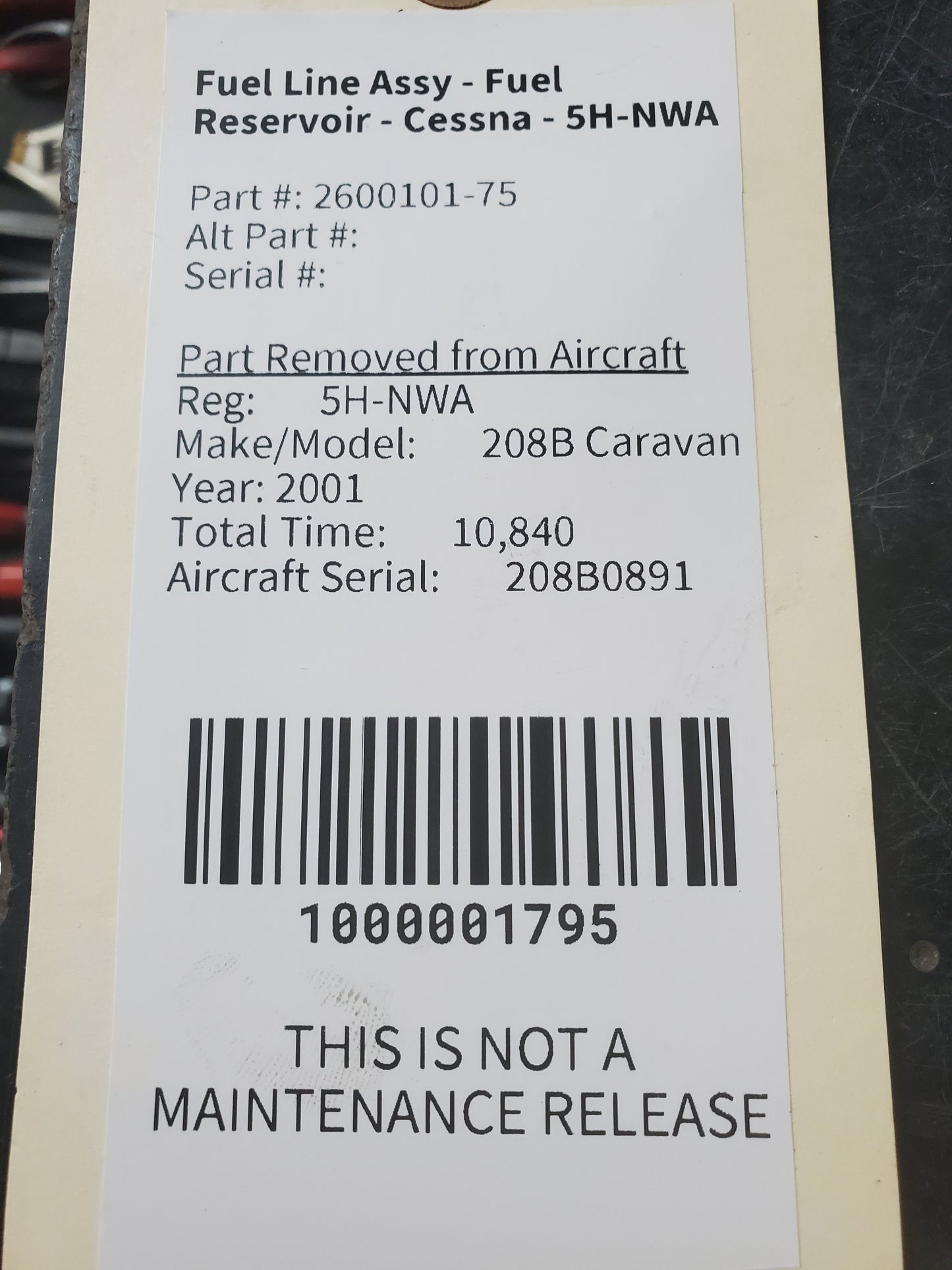 Fuel Line Assy - Fuel Reservoir - Cessna - 5H-NWA
