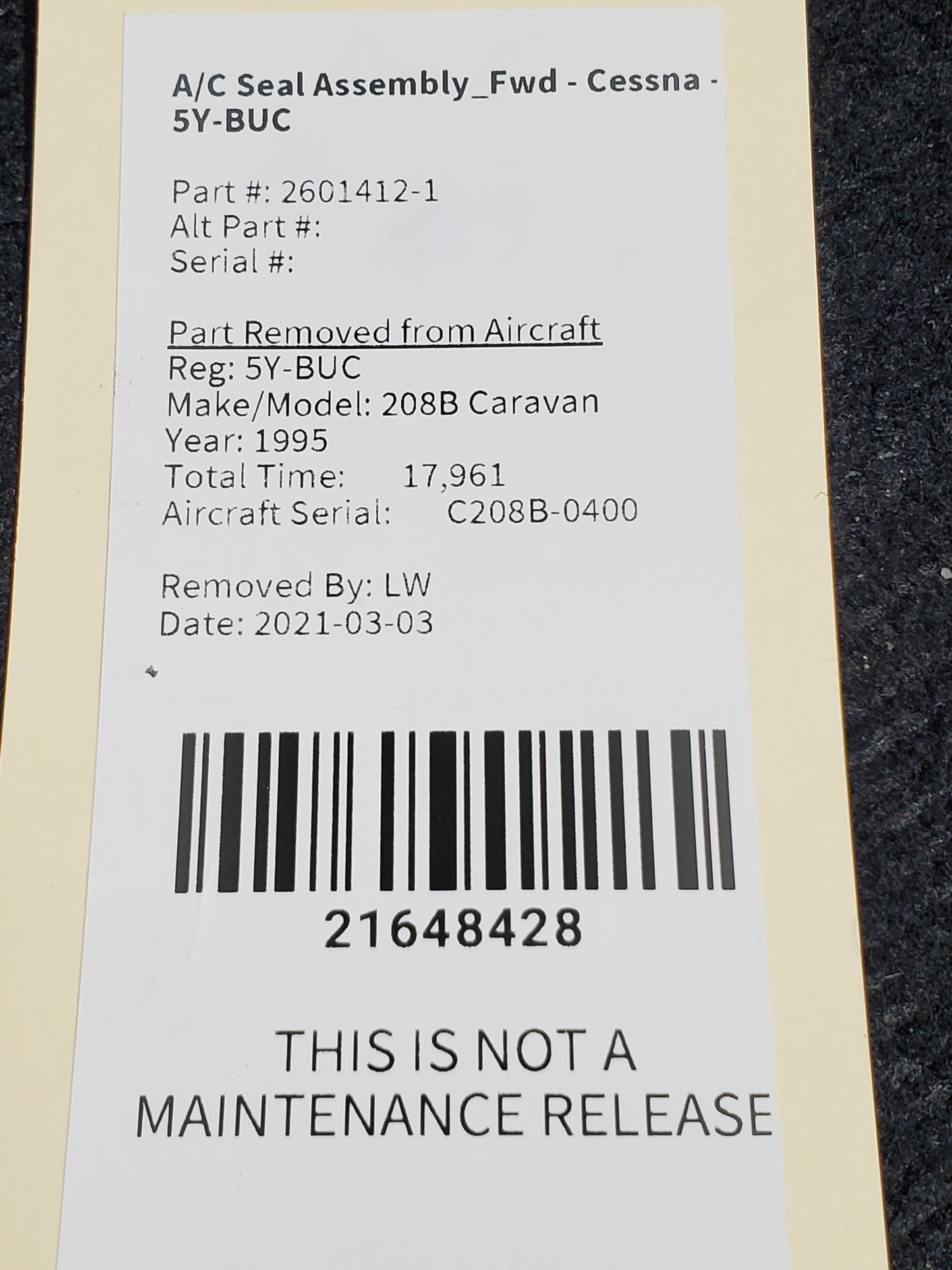 A/C Seal Assembly_Fwd - Cessna - 5Y-BUC