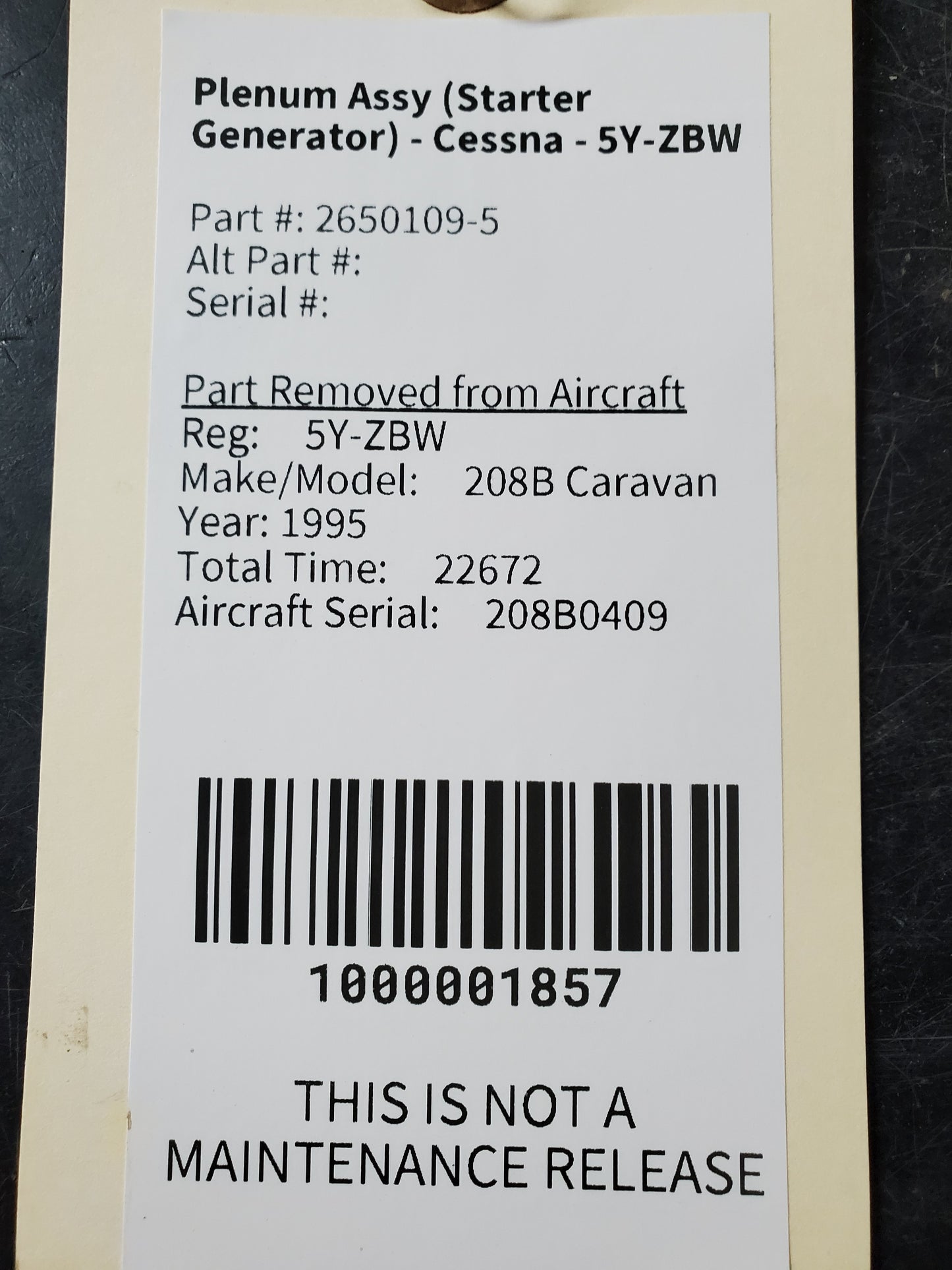 Plenum Assy (Starter Generator) - Cessna - 5Y-ZBW