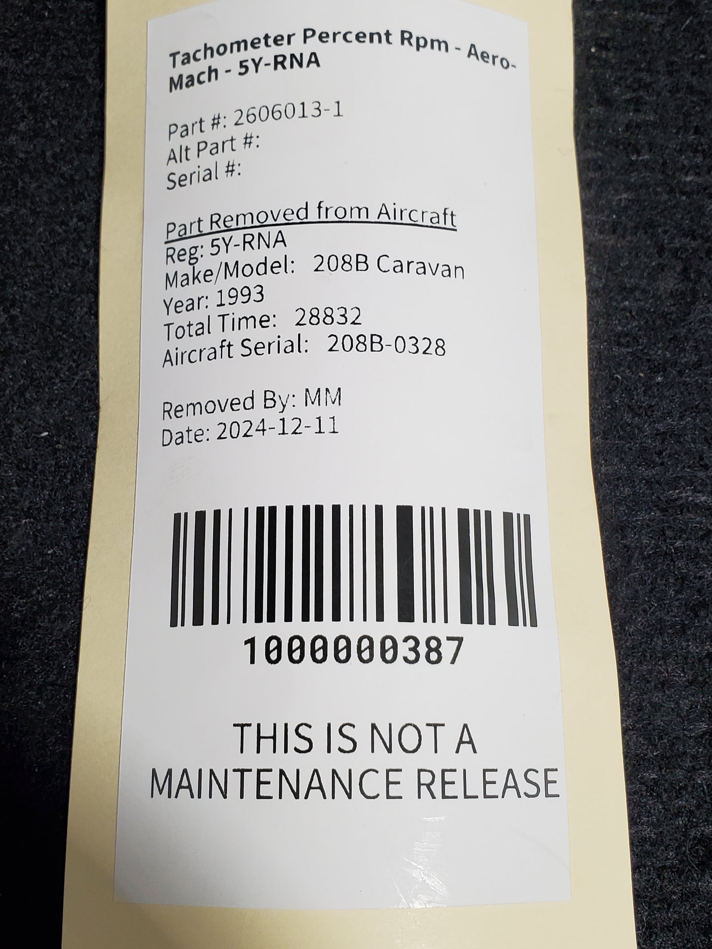 Tachometer Percent RPM - Aero-Mach - 5Y-RNA