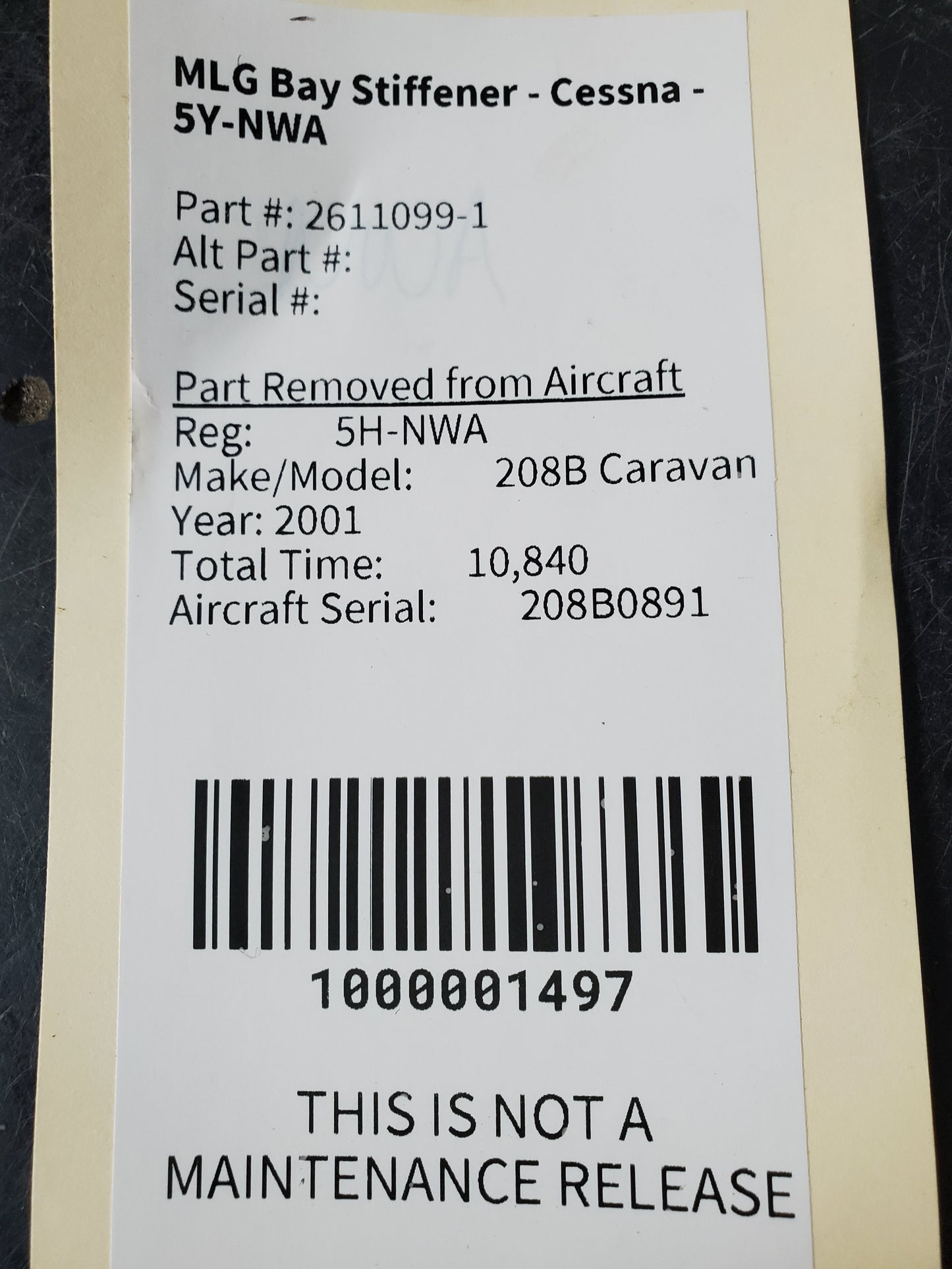 MLG Bay Stiffener - Cessna - 5Y-NWA
