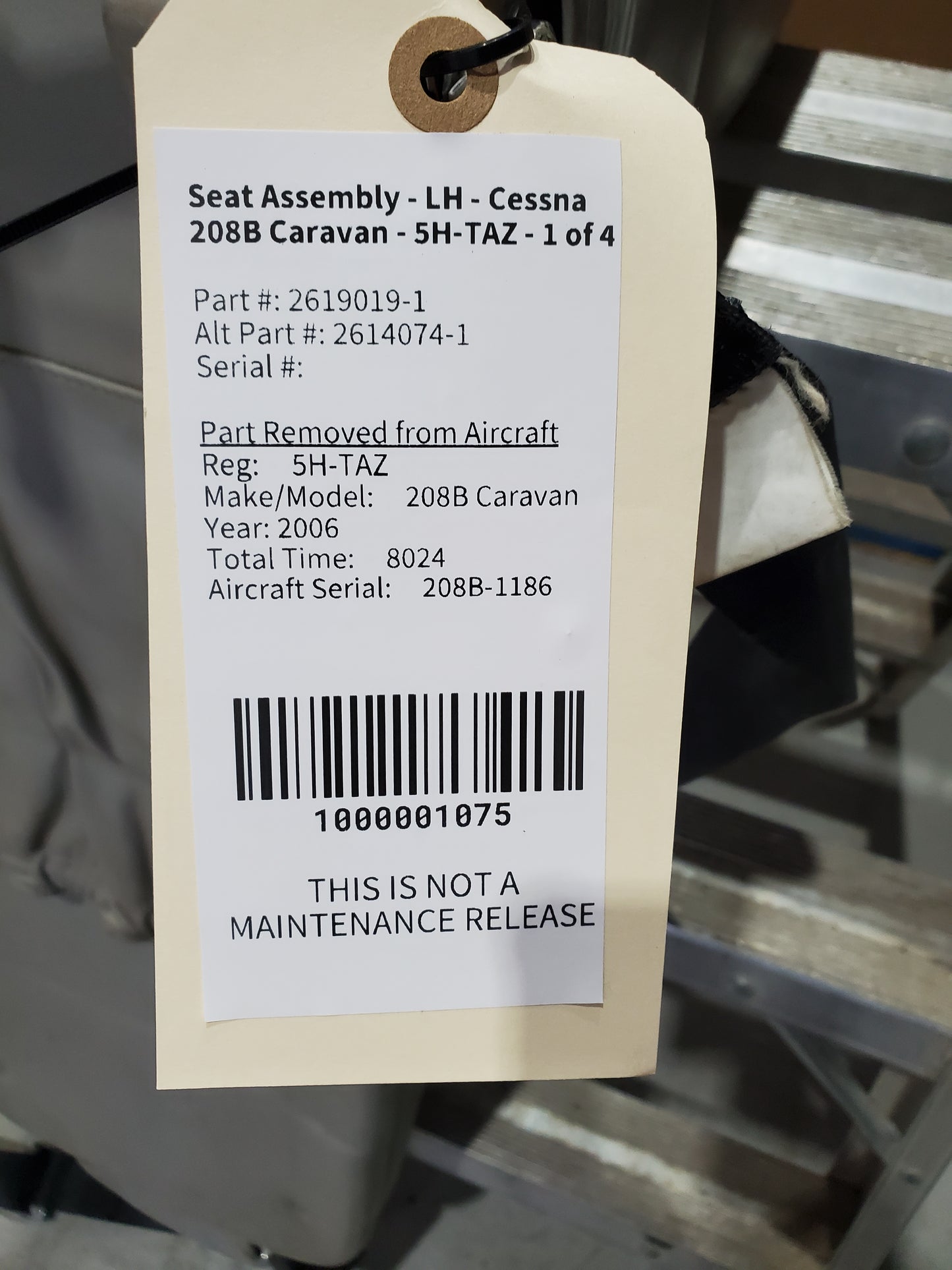 Seat Assembly - LH - Cessna 208B Caravan - 5H-TAZ - 1 of 4