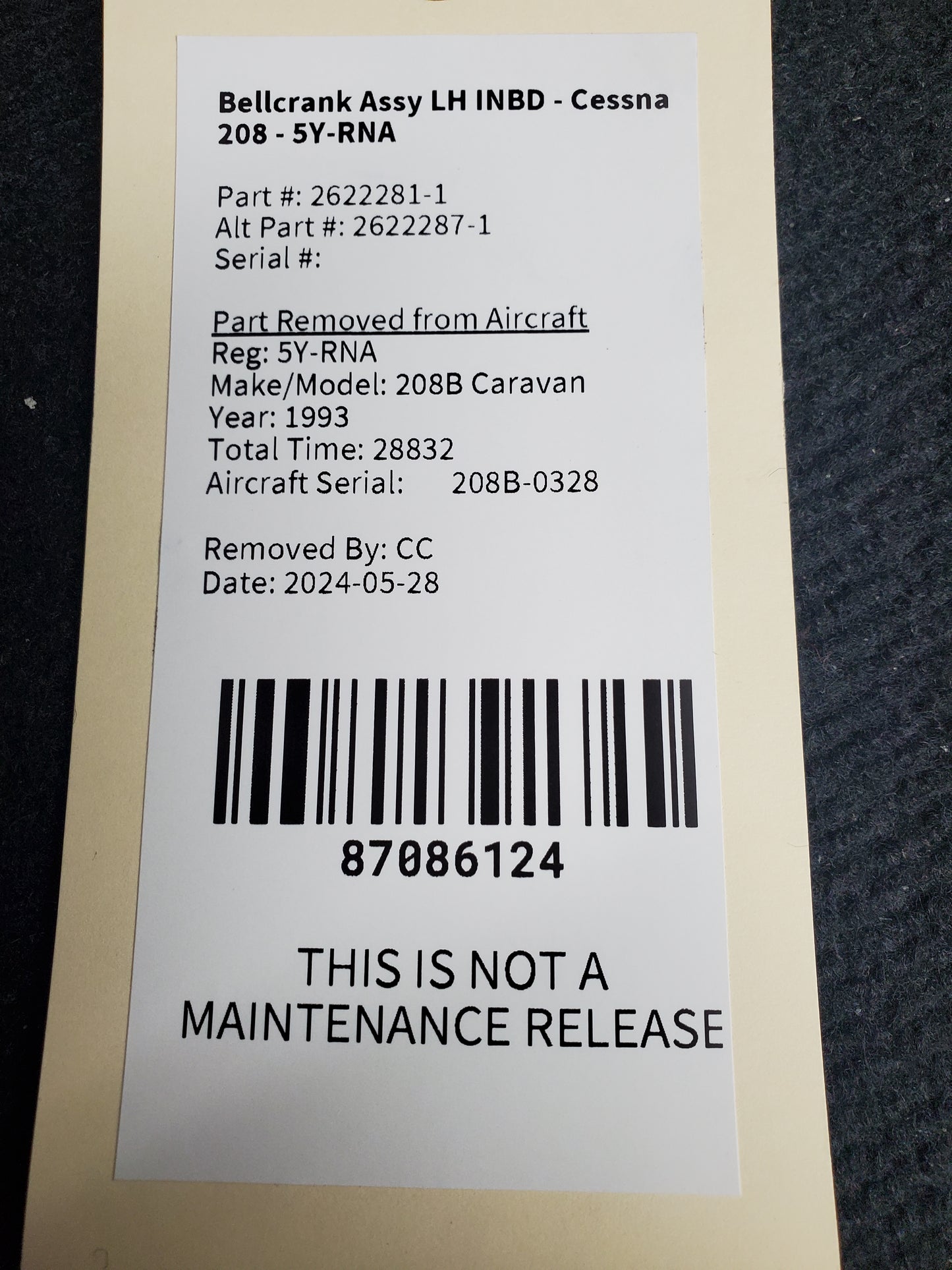 Bellcrank Assy LH INBD - Cessna 208 - 5Y-RNA