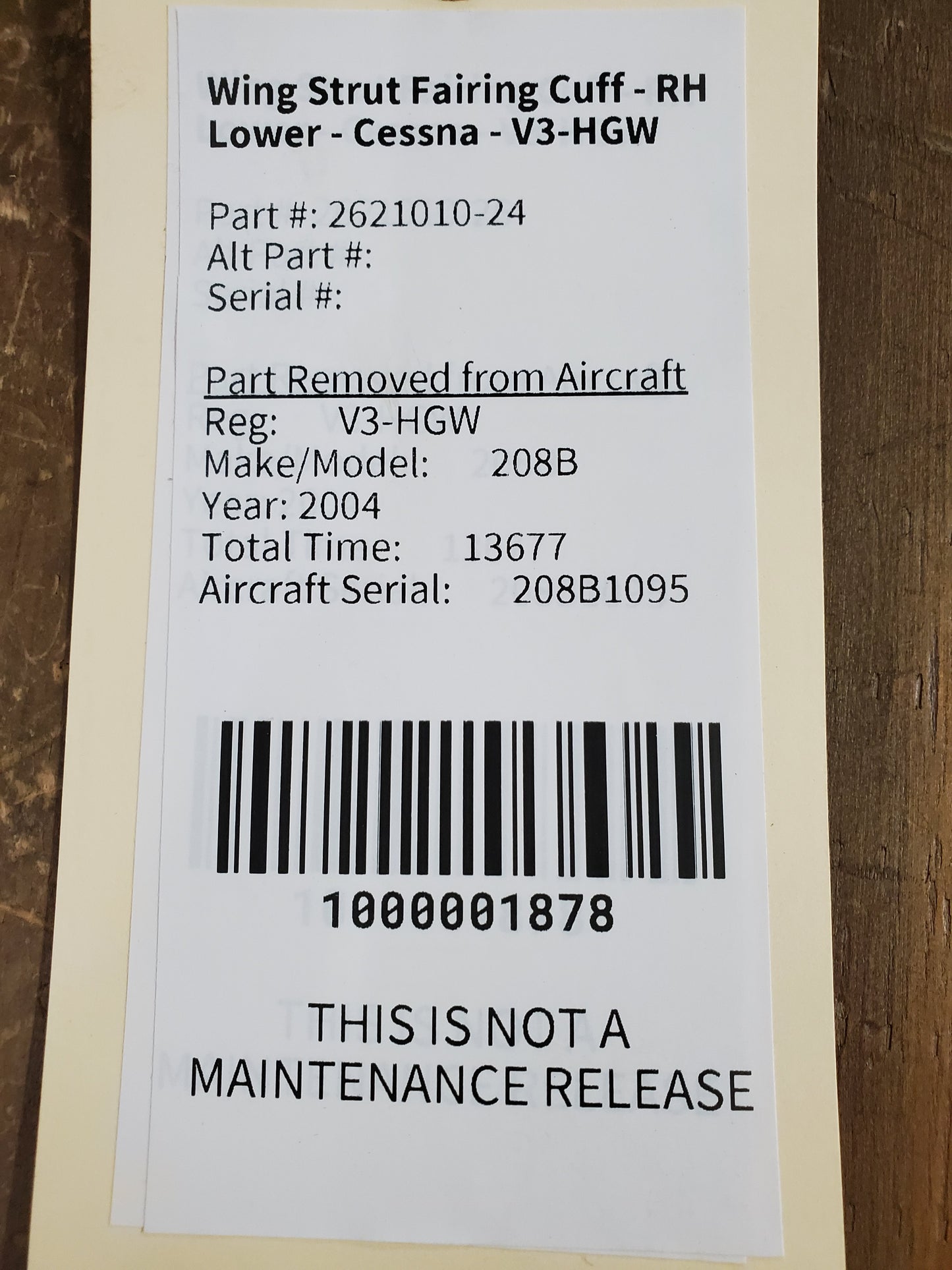 Wing Strut Fairing Cuff - RH Lower - Cessna - V3-HGW