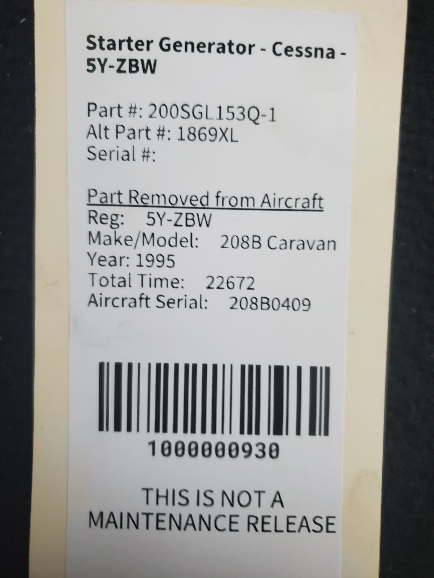 Starter Generator - Cessna - 5Y-ZBW