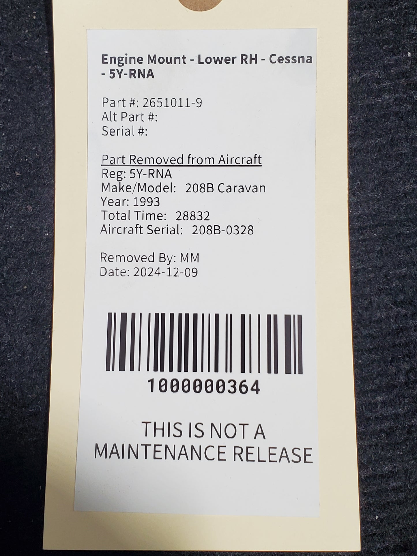 Engine Mount Bracket Assy - Lower RH - Cessna - 5Y-RNA