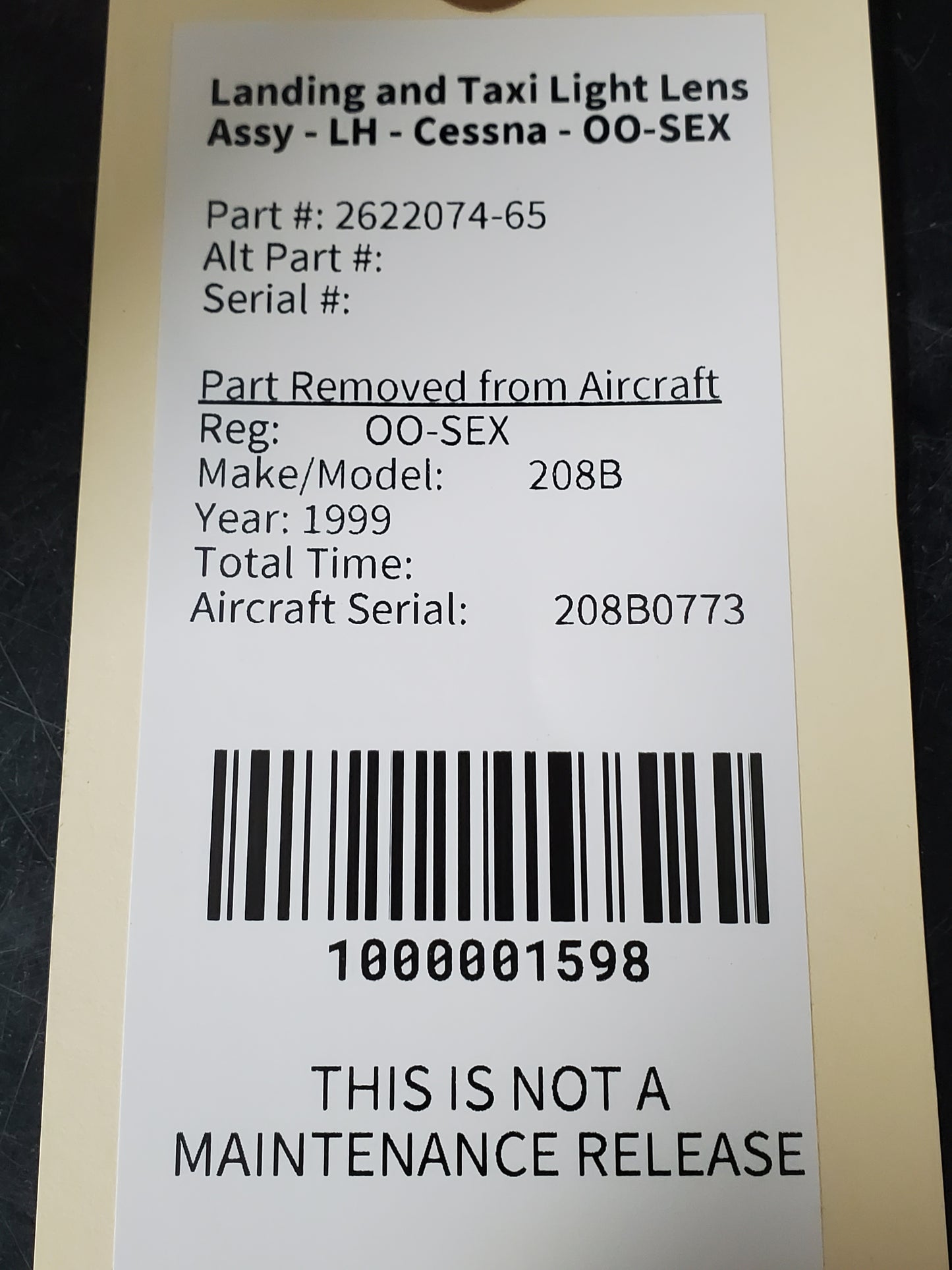 Landing and Taxi Light Lens Assy - LH - Cessna - OO-SEX