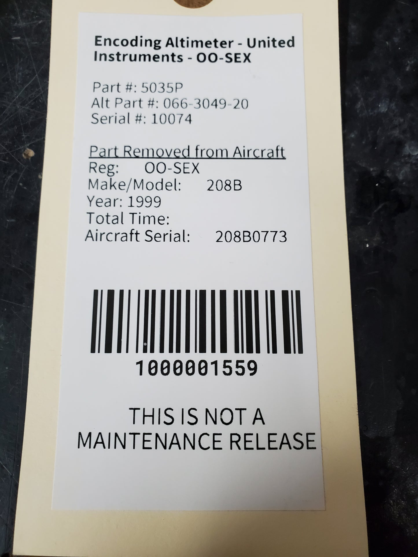 Encoding Altimeter - United Instruments - OO-SEX