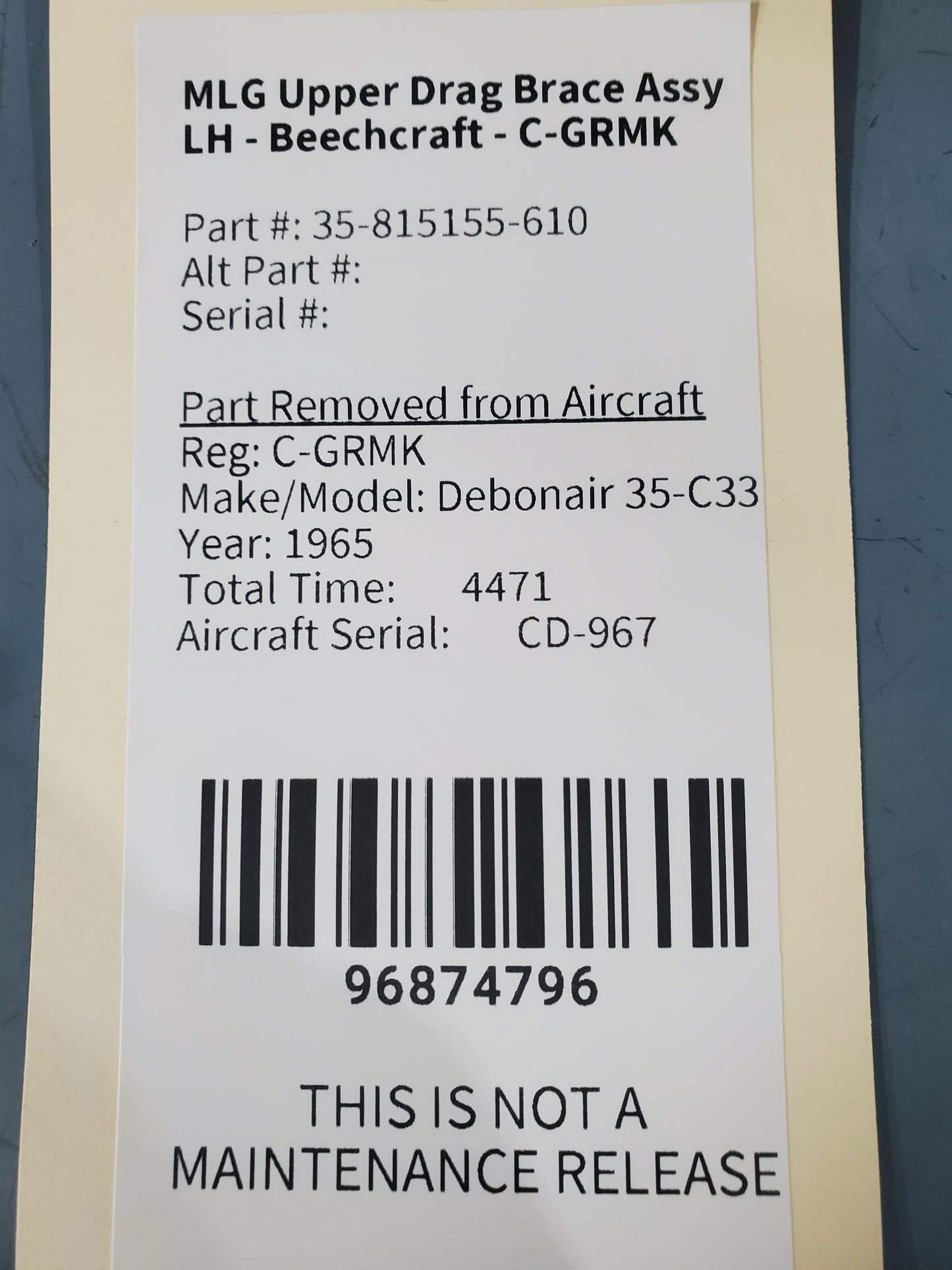 MLG Upper Drag Brace Assy LH - Beechcraft - C-GRMK