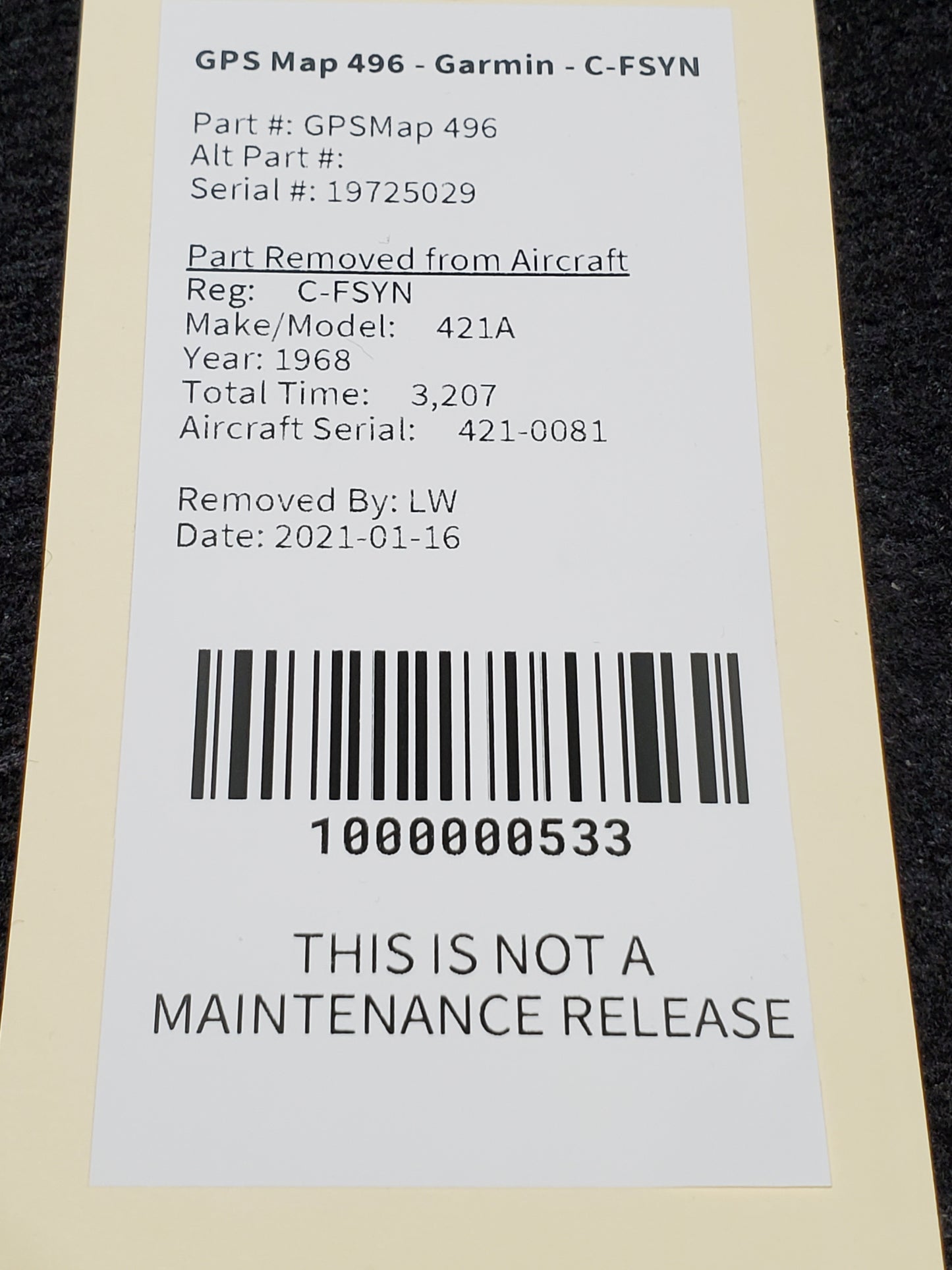 GPS Map 496 - Garmin - C-FSYN