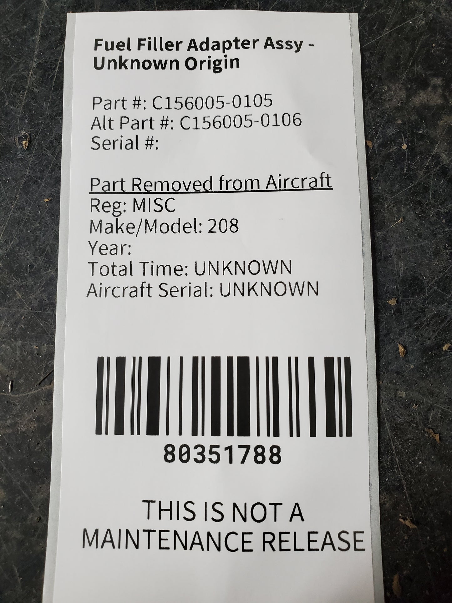 Fuel Filler Adapter Assy - Unknown Origin