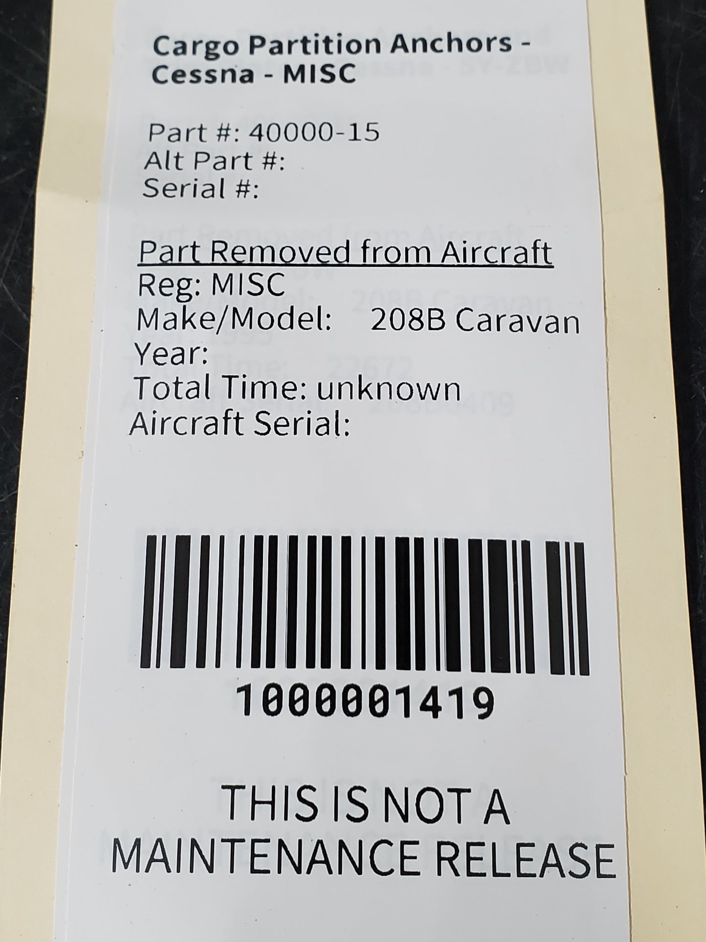 Cargo Partition Anchors - Cessna - MISC
