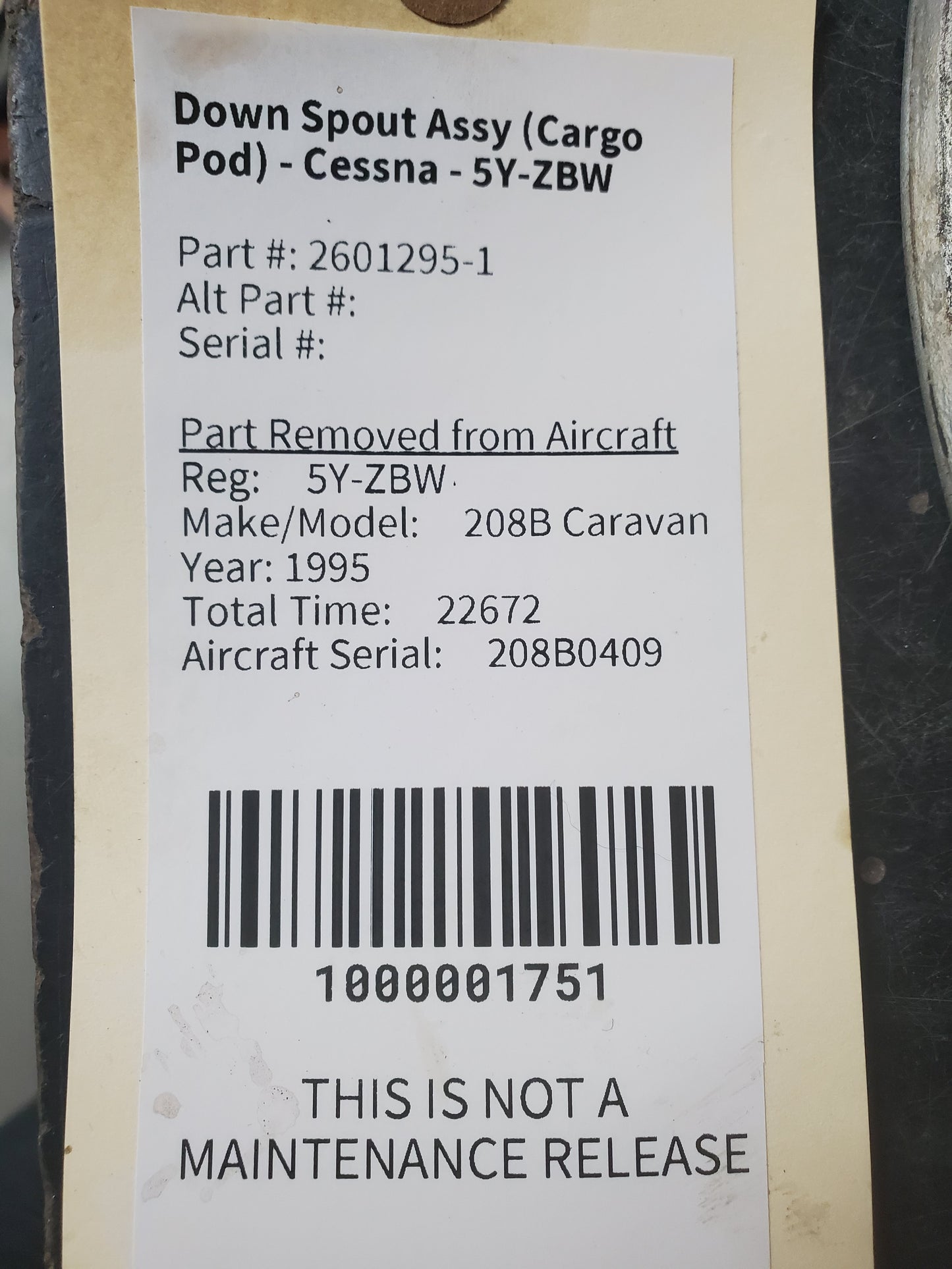 Down Spout Assy (Cargo Pod) - Cessna - 5Y-ZBW