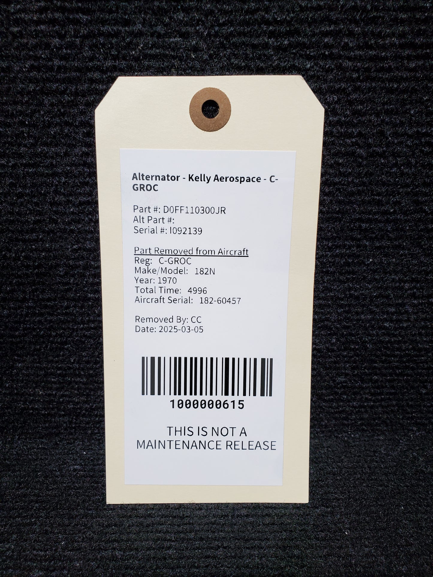 Alternator - Kelly Aerospace - C-GROC