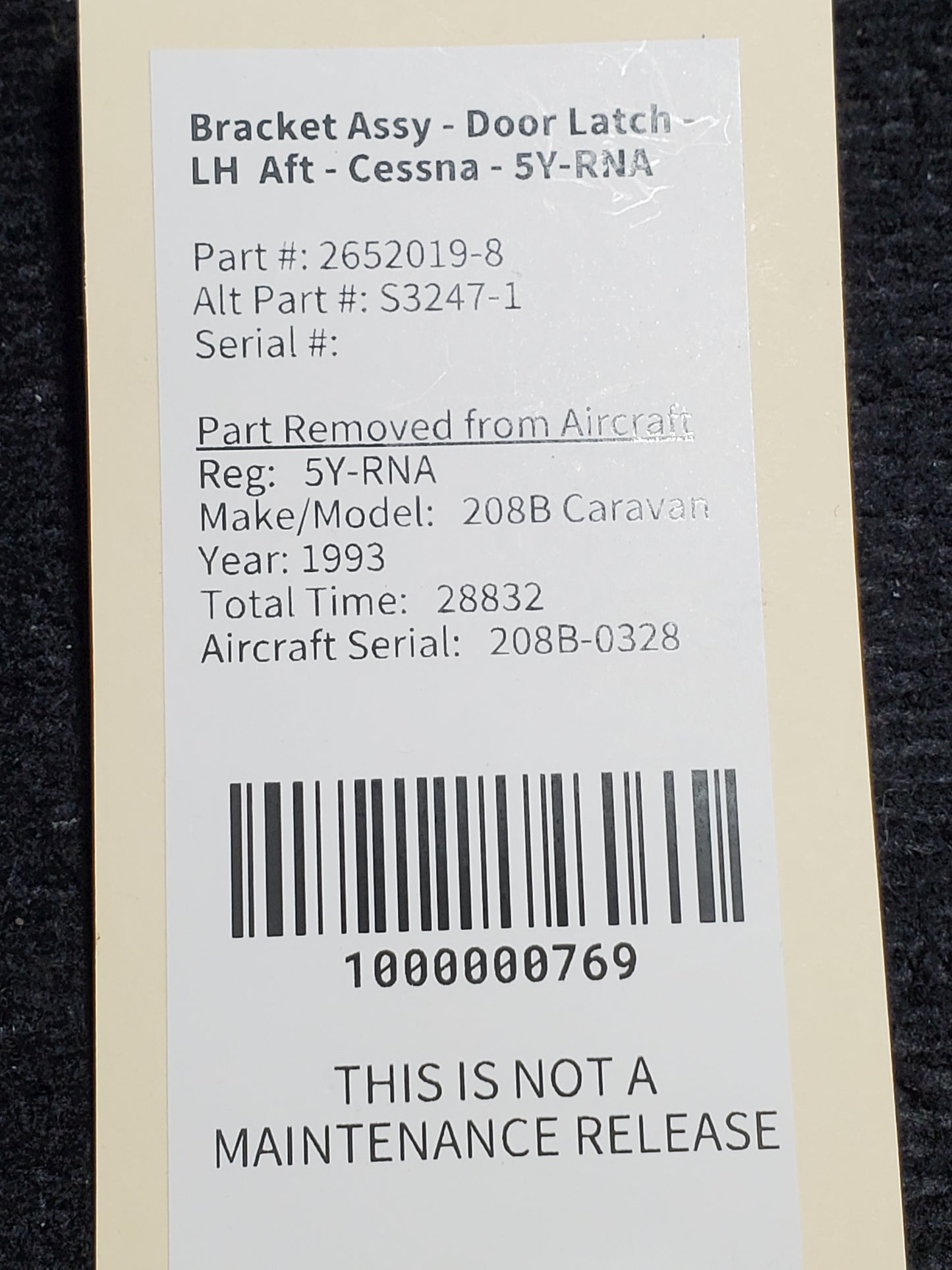 Bracket Assy - Door Latch - LH/RH Aft - Cessna - 5Y-RNA