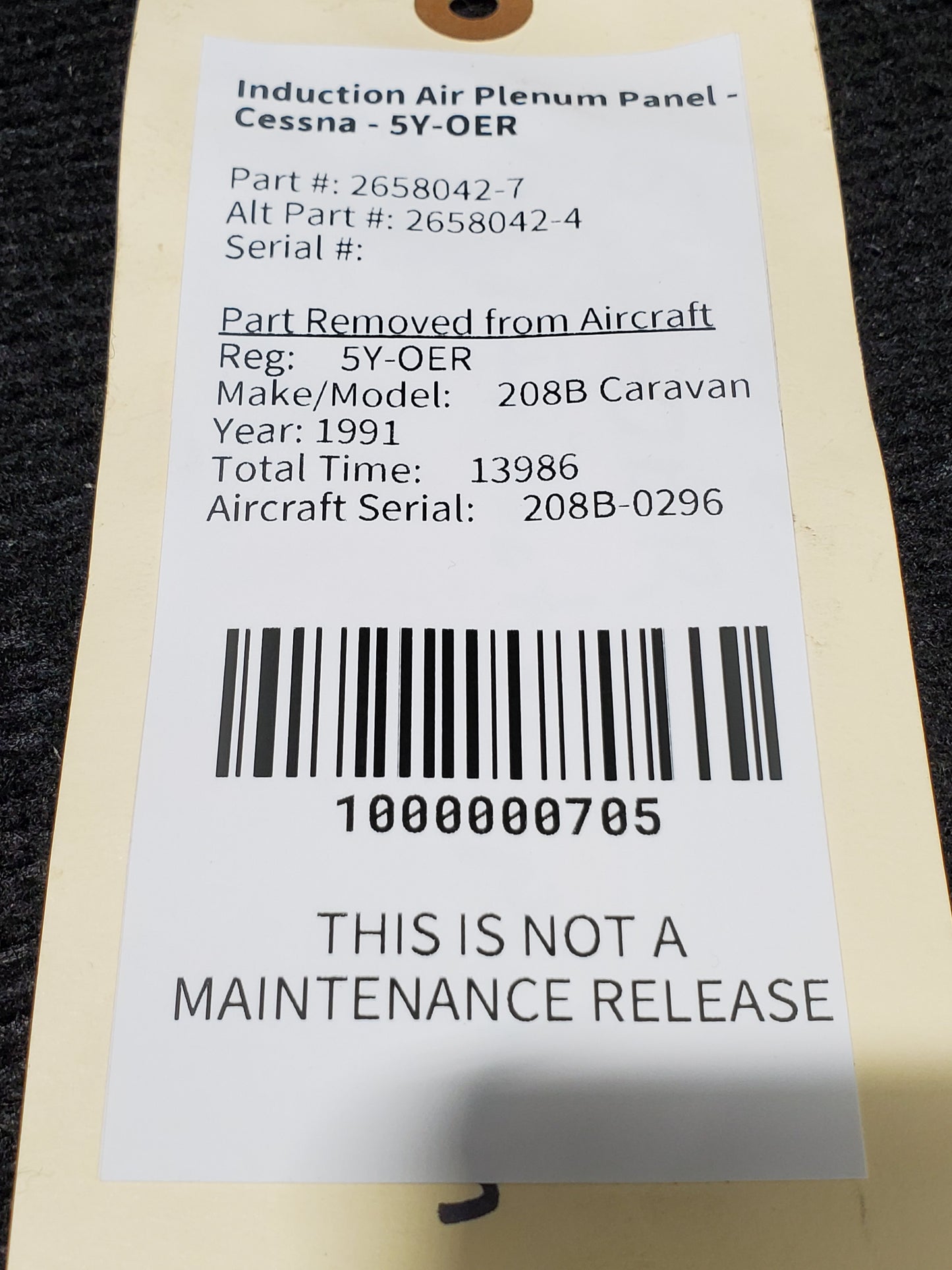 Induction Air Plenum Panel - Cessna - 5Y-OER
