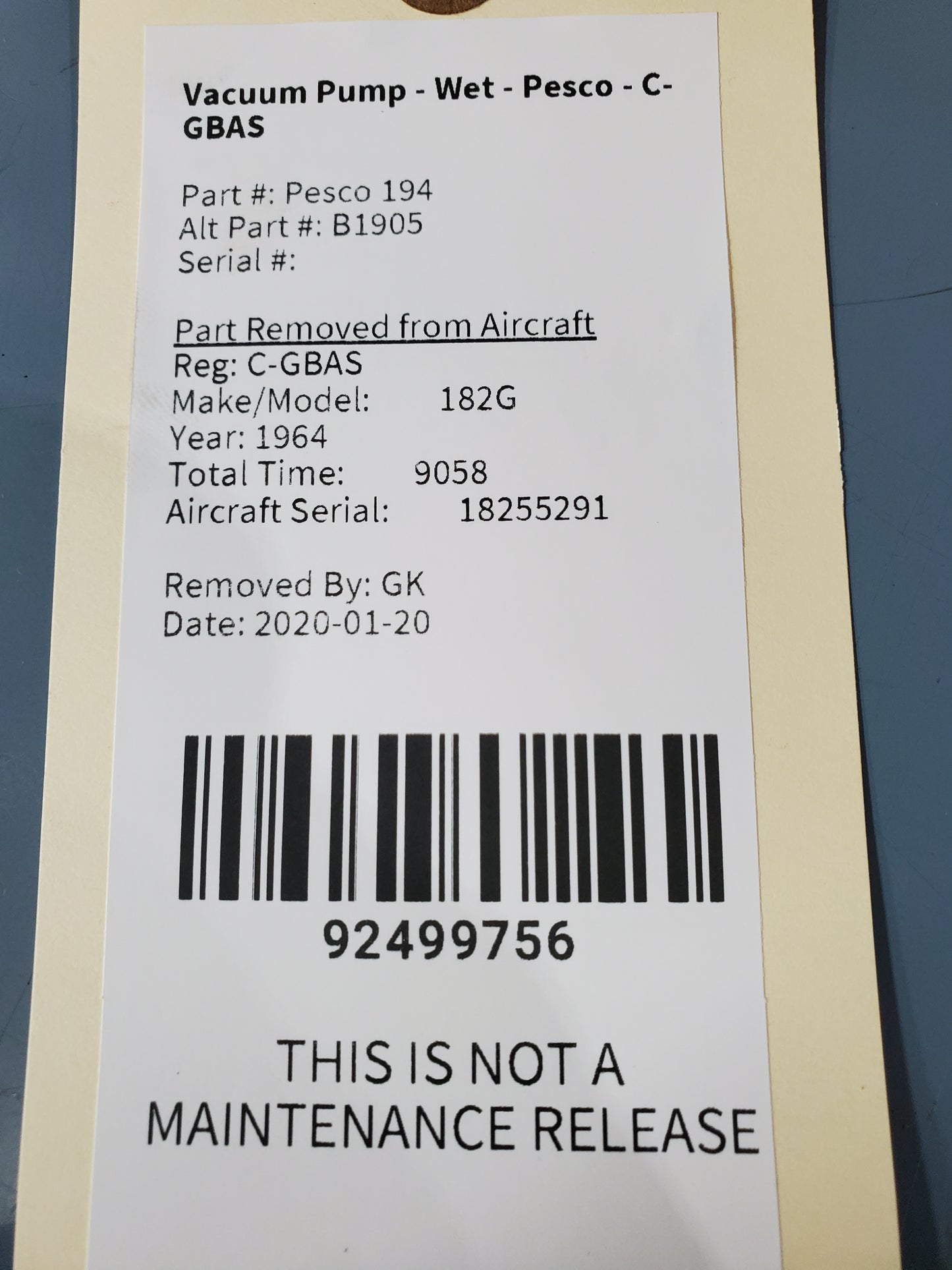 Vacuum Pump - Wet - Pesco - C-GBAS