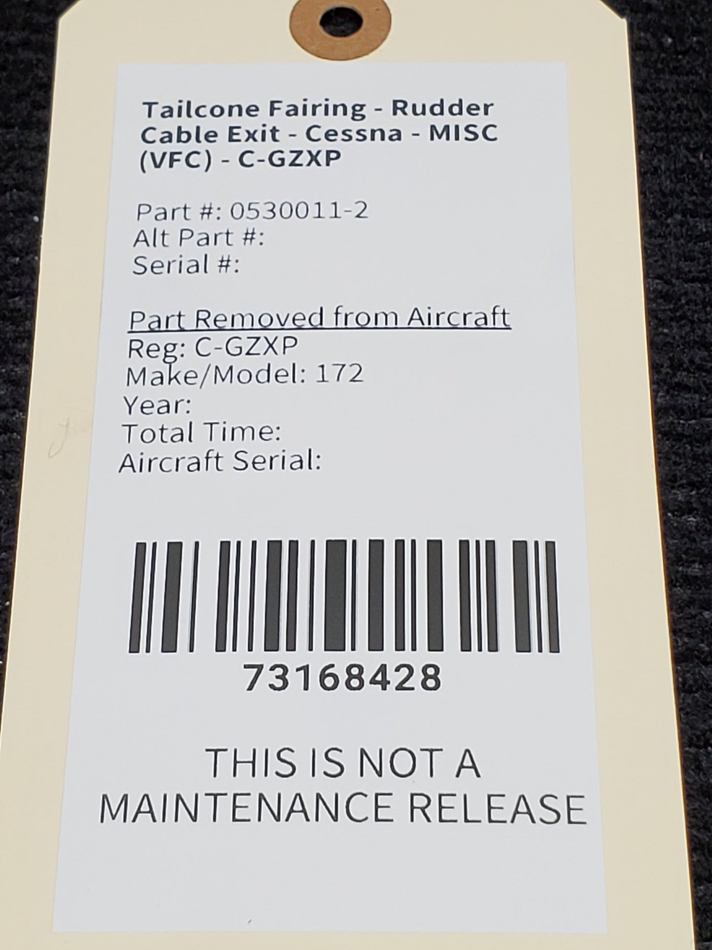 Tailcone Fairing - Rudder Cable Exit - Cessna - MISC (VFC) - C-GZXP