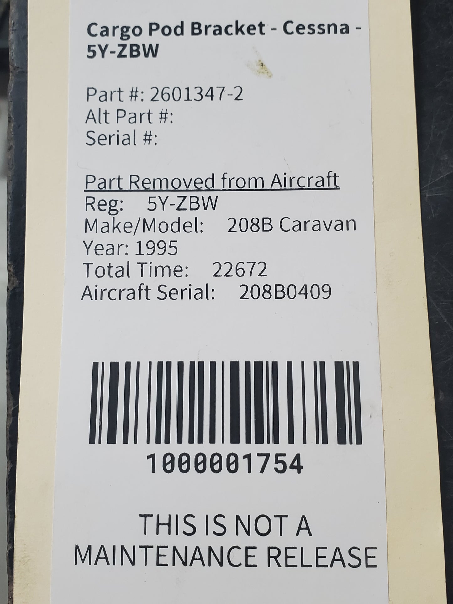Cargo Pod Bracket - Cessna - 5Y-ZBW