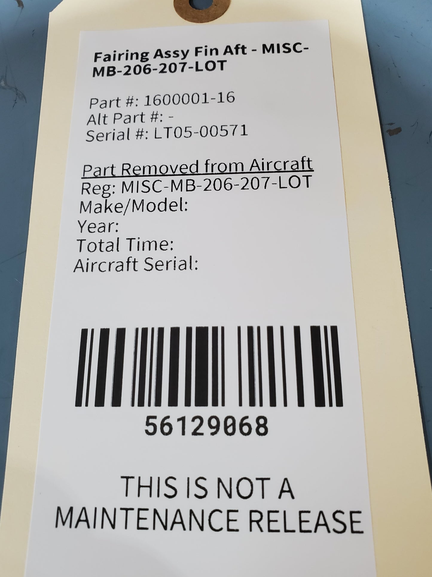 Fairing Assy Fin Aft - MISC-MB-206-207-LOT