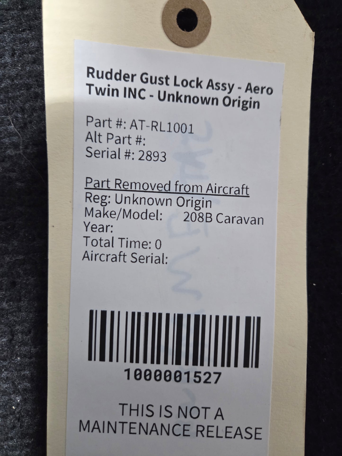 Rudder Gust Lock Assy - Aero Twin INC - Unknown Origin