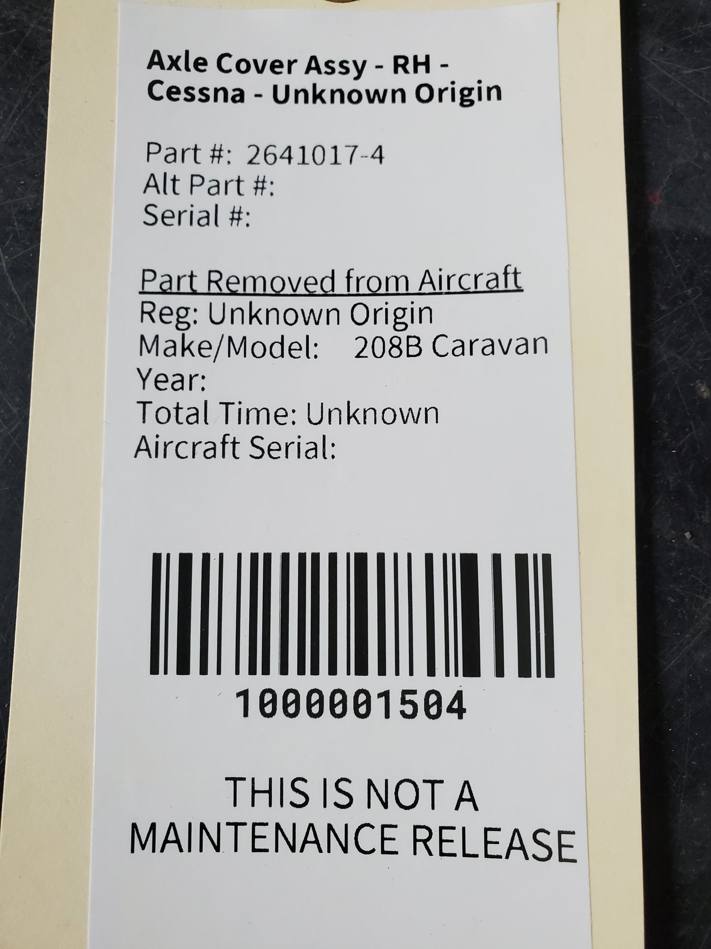 Axle Cover Assy - RH - Cessna - Unknown Origin