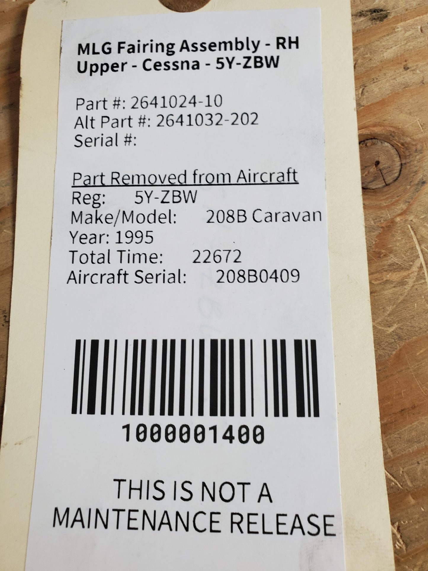 MLG Fairing Assembly - RH Upper - Cessna - 5Y-ZBW