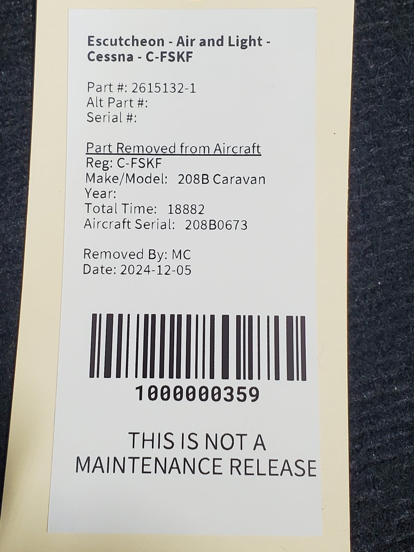 Escutcheon - Air and Light - Cessna - C-MISC