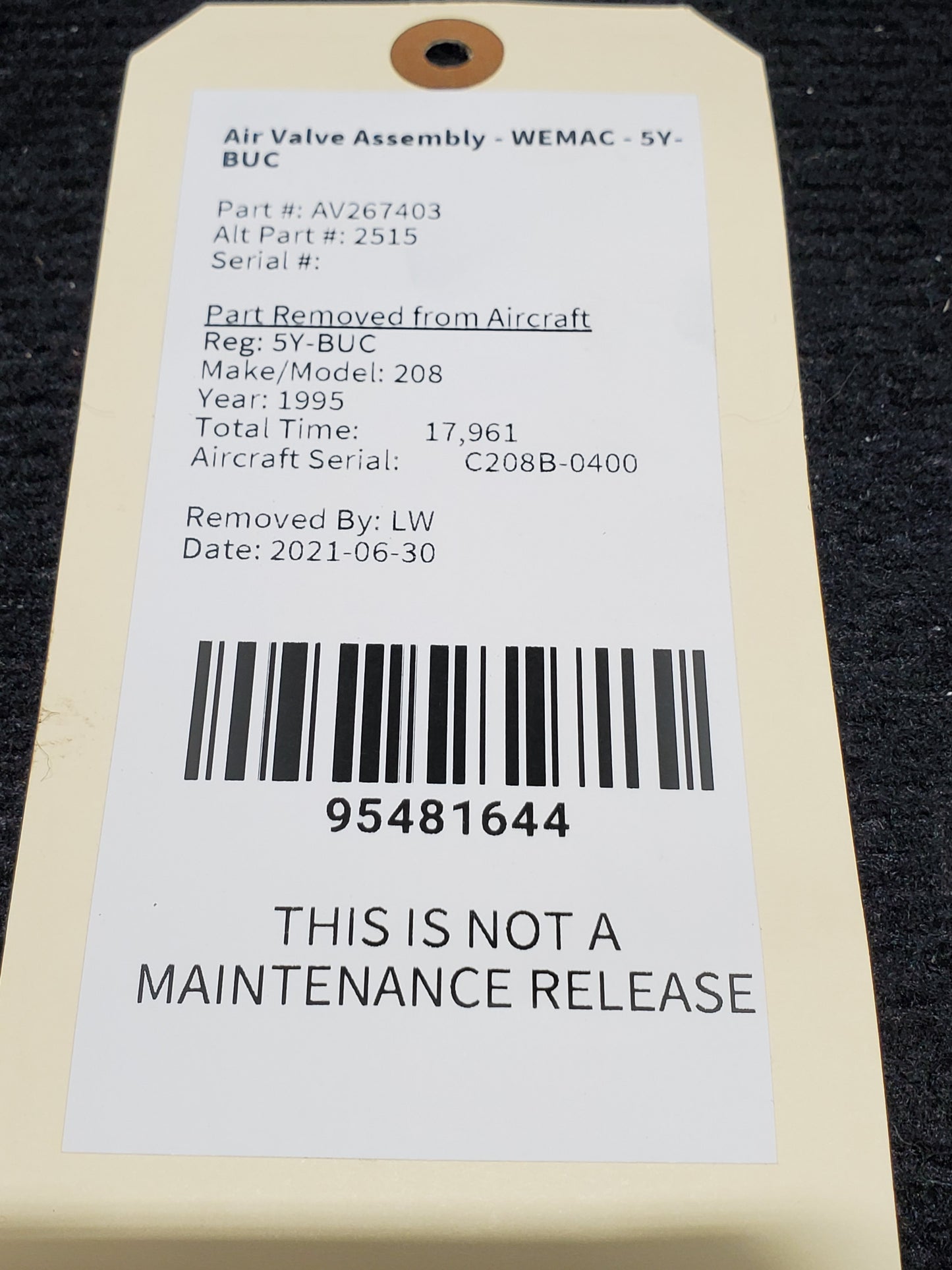 Air Valve Assembly - WEMAC - 5Y-BUC