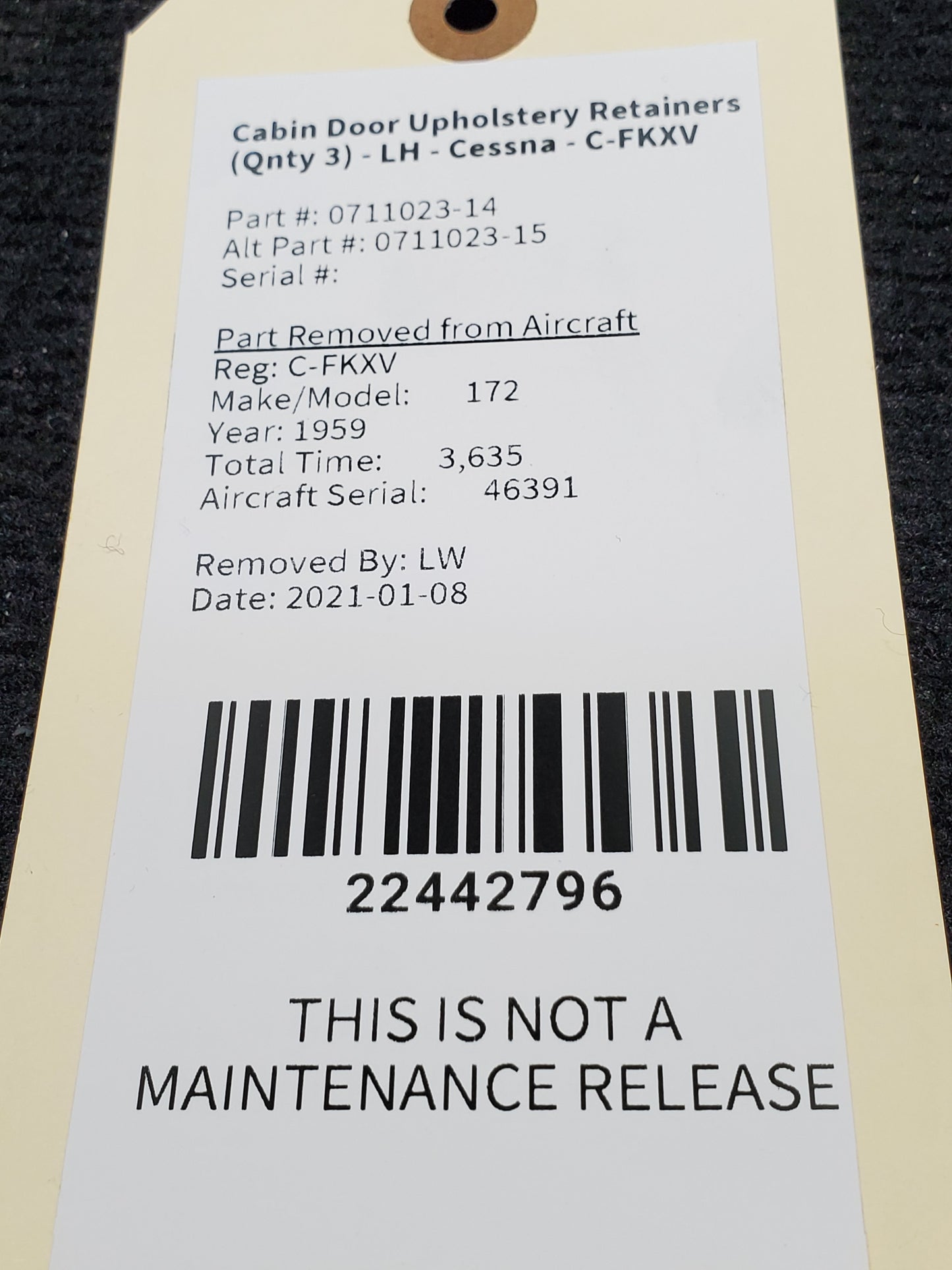 Cabin Door Upholstery Retainers (Qnty 3) - LH - Cessna - C-FKXV