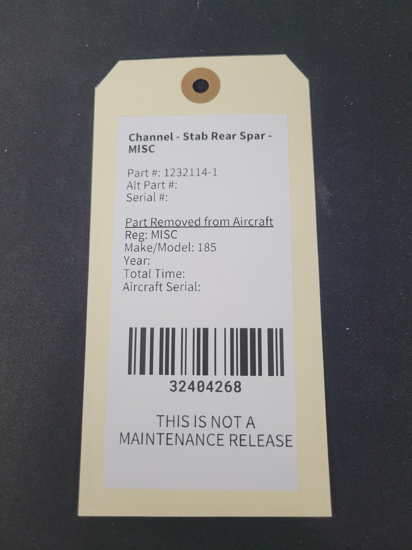 Channel - Stab Rear Spar - MISC