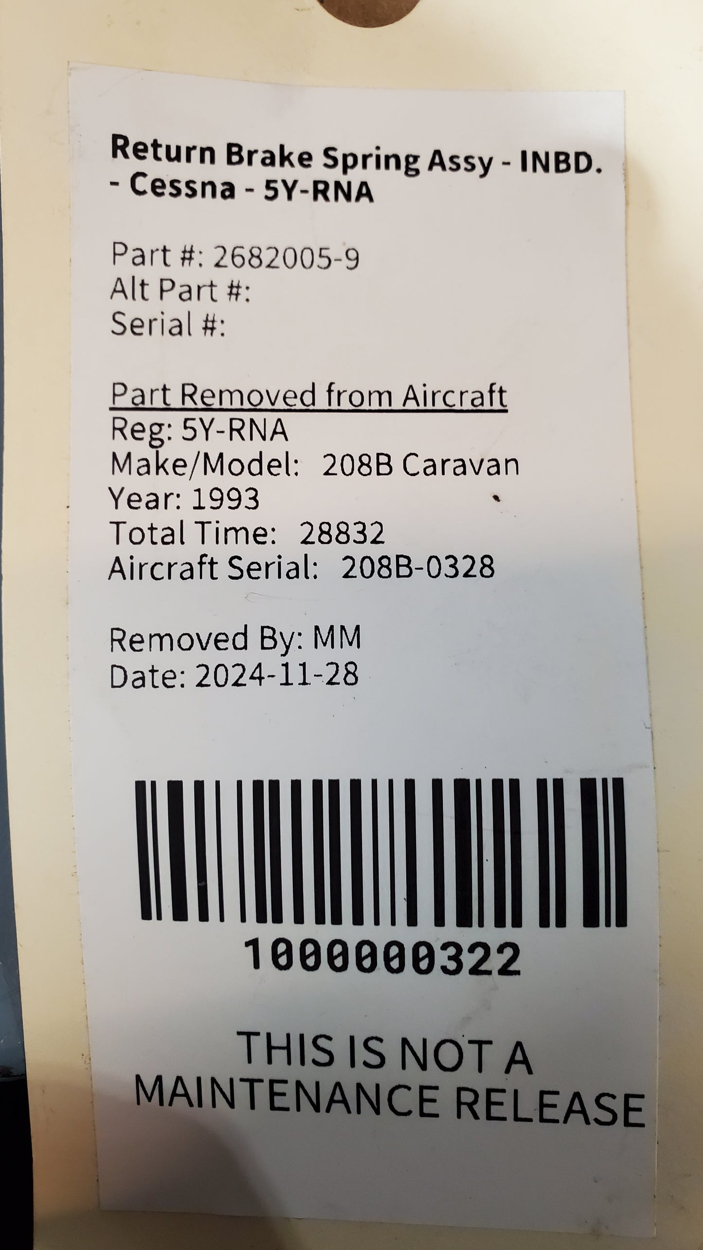 Brake Return Spring Assy - INBD - Cessna - 5Y-RNA
