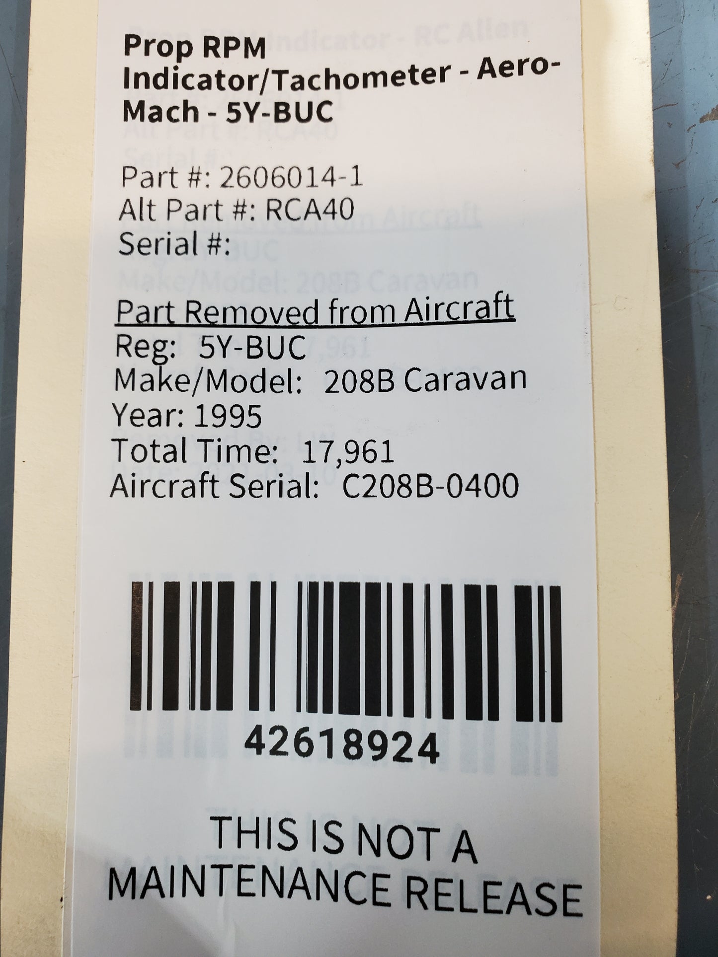 Prop RPM Indicator/Tachometer - Aero-Mach - 5Y-BUC