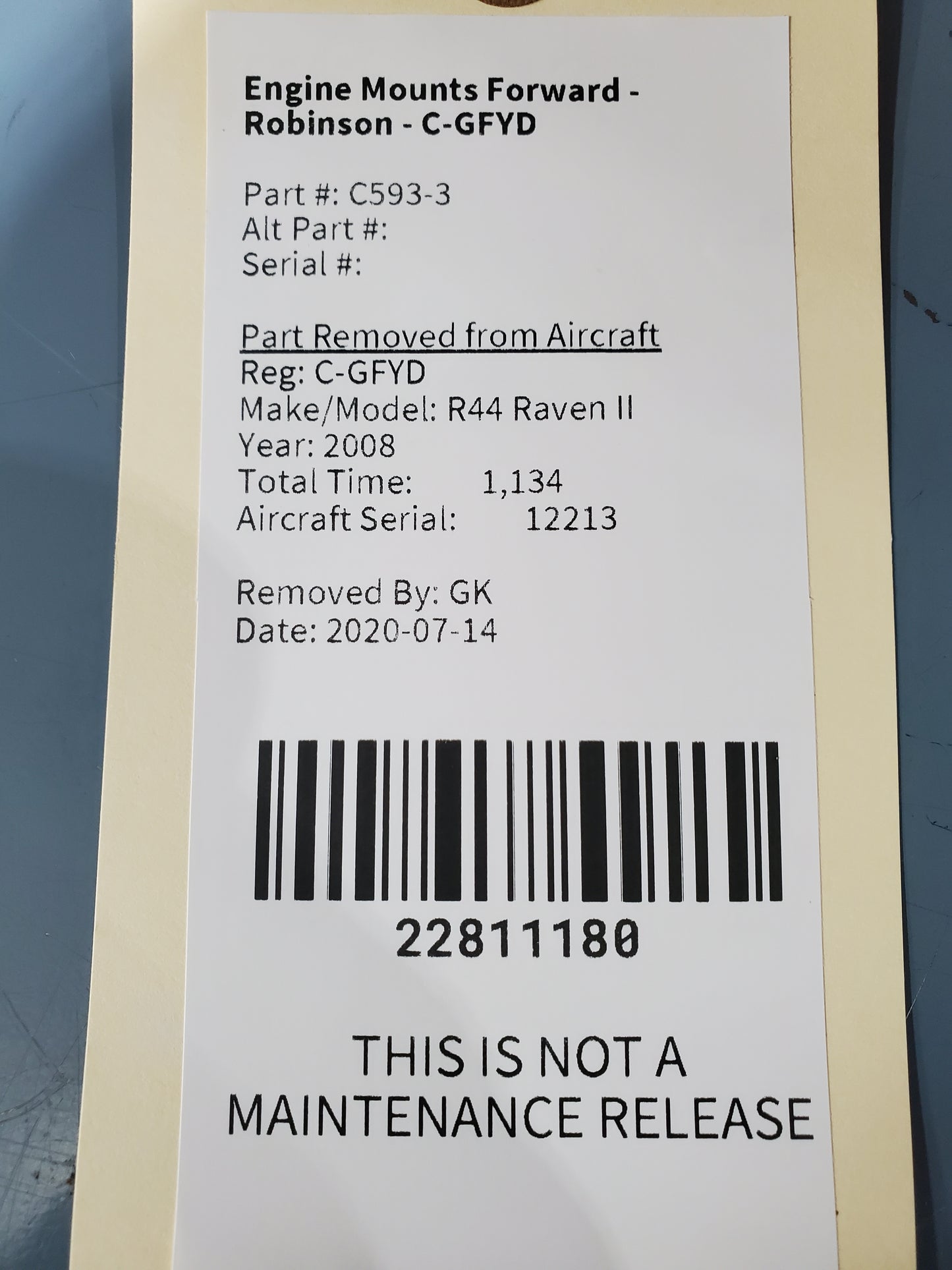 Engine Mounts Forward - Robinson - C-GFYD