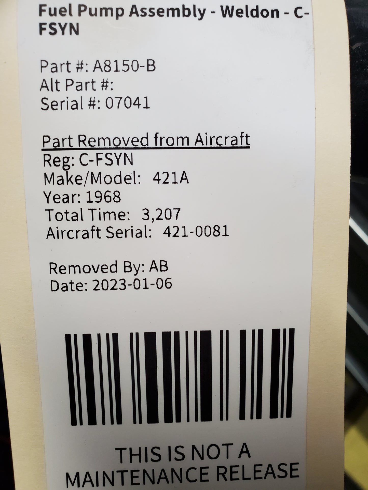 Fuel Pump Assembly - Weldon - C-FSYN 1 of 2